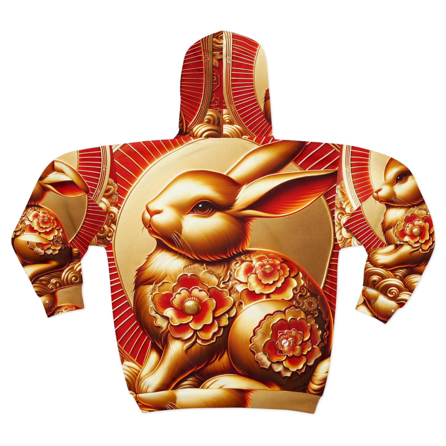 "Golden Blessings: Lunar Rabbit's Resplendence" - Zip Hoodie