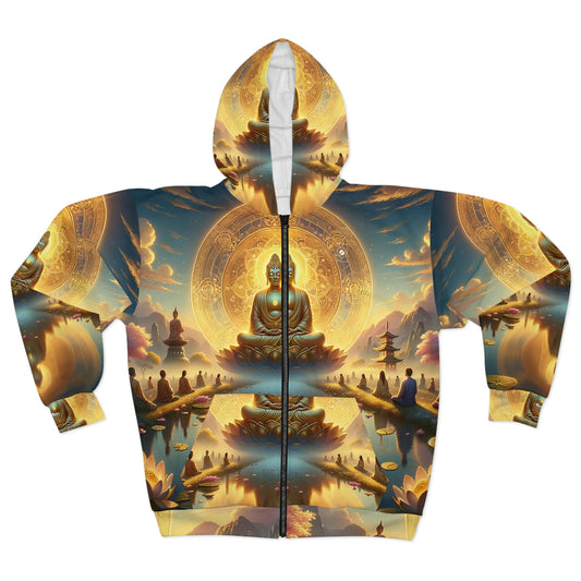 "Serenity in Transience: Illuminations of the Heart Sutra" - Zip Hoodie