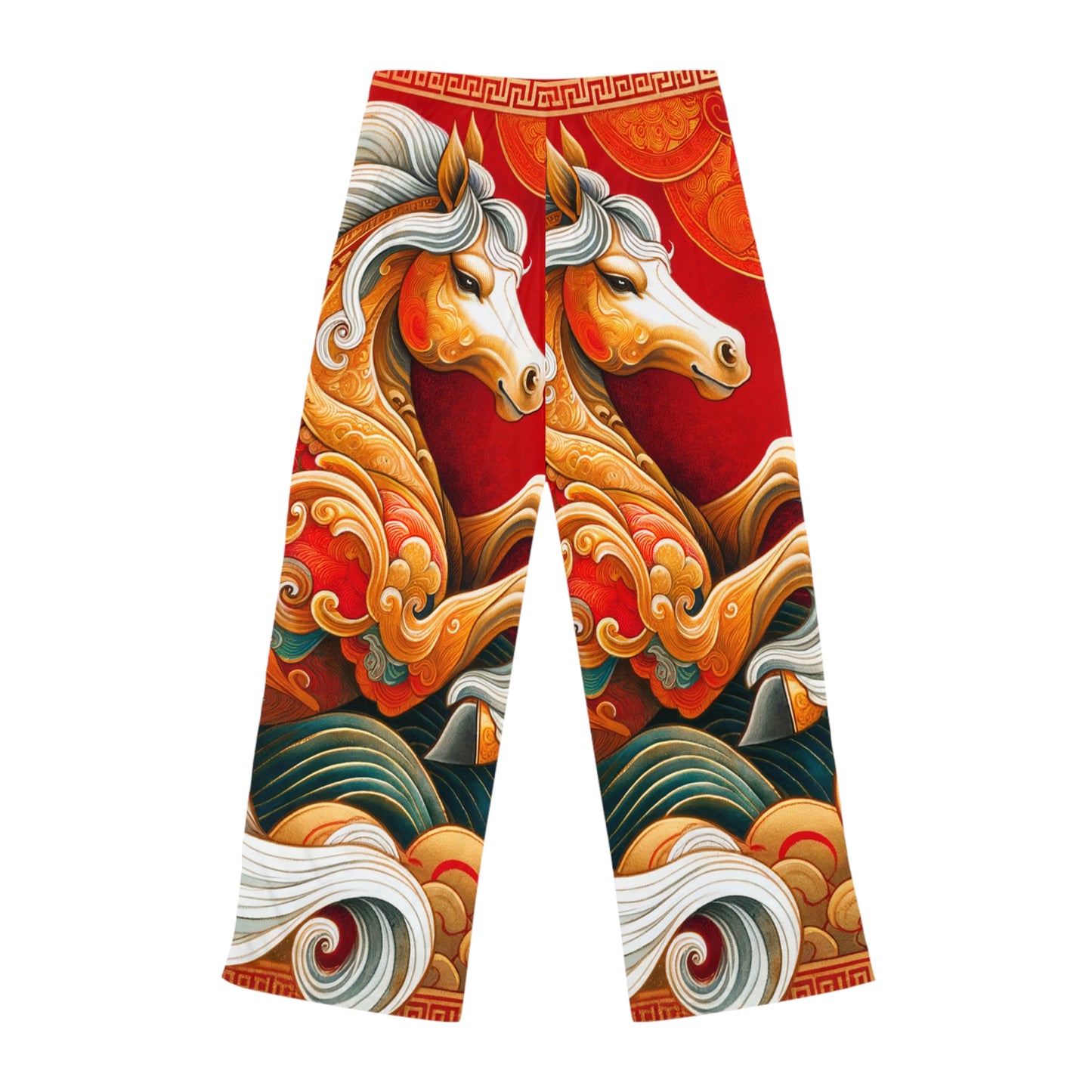 "Gold Gallop on Vermilion Vista: A Lunar New Year’s Ode" - Women lounge pants