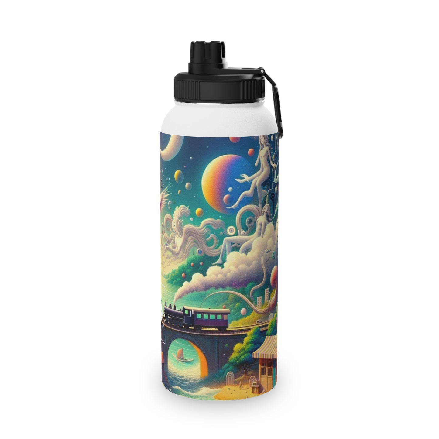 "Mirrors of Metaphor: A Murakami Odyssey" - Sports Water Bottle