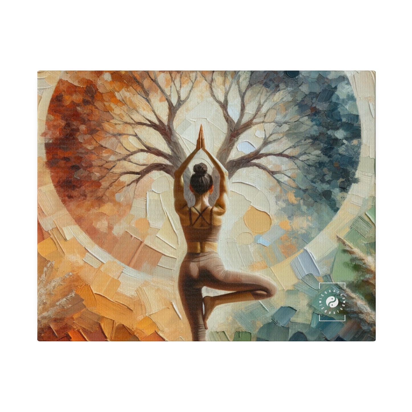 « Stabilité dans la reddition : Vrikshasana en harmonie avec la Terre » – Impression sur toile