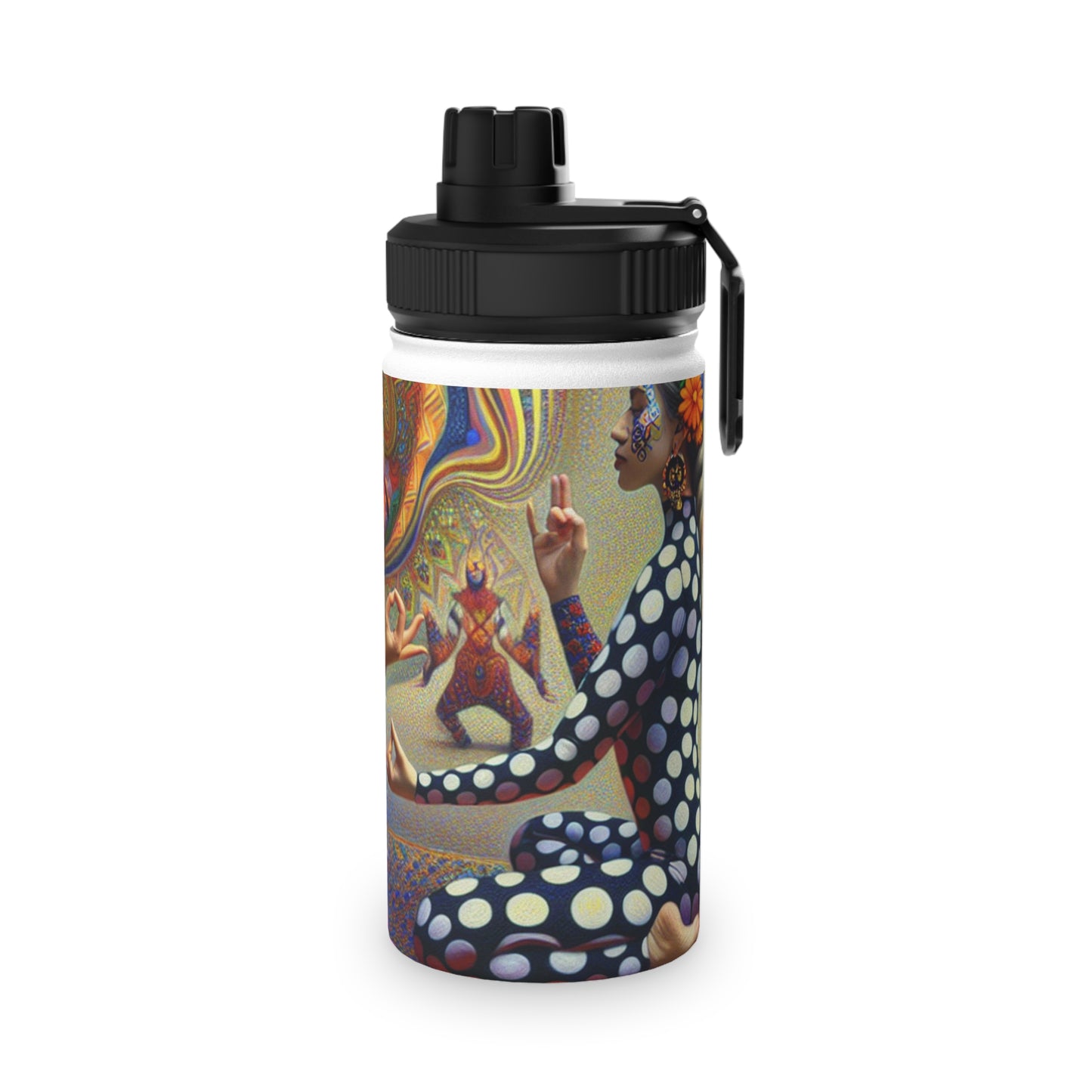 "Kahlo-Kusama Blossom Asanas: A Surreal Yoga Symphony" - Sports Water Bottle