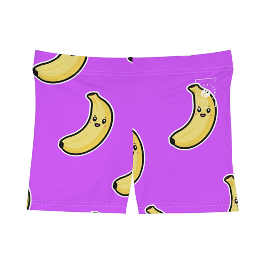 #D65BFF Purple + Banana - Mini Hot Yoga Short