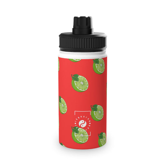 #FF3131 Bright Orange + Lime - Sports Water Bottle