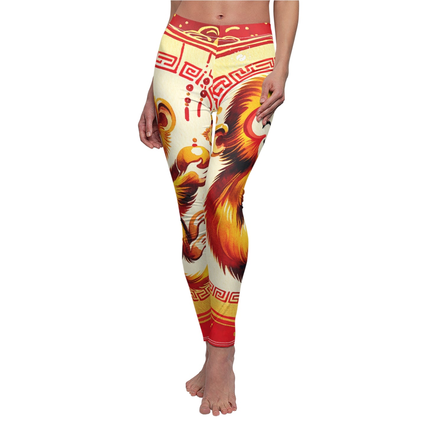 "Sérénité simienne dorée dans Scarlet Radiance" - Leggings décontractés