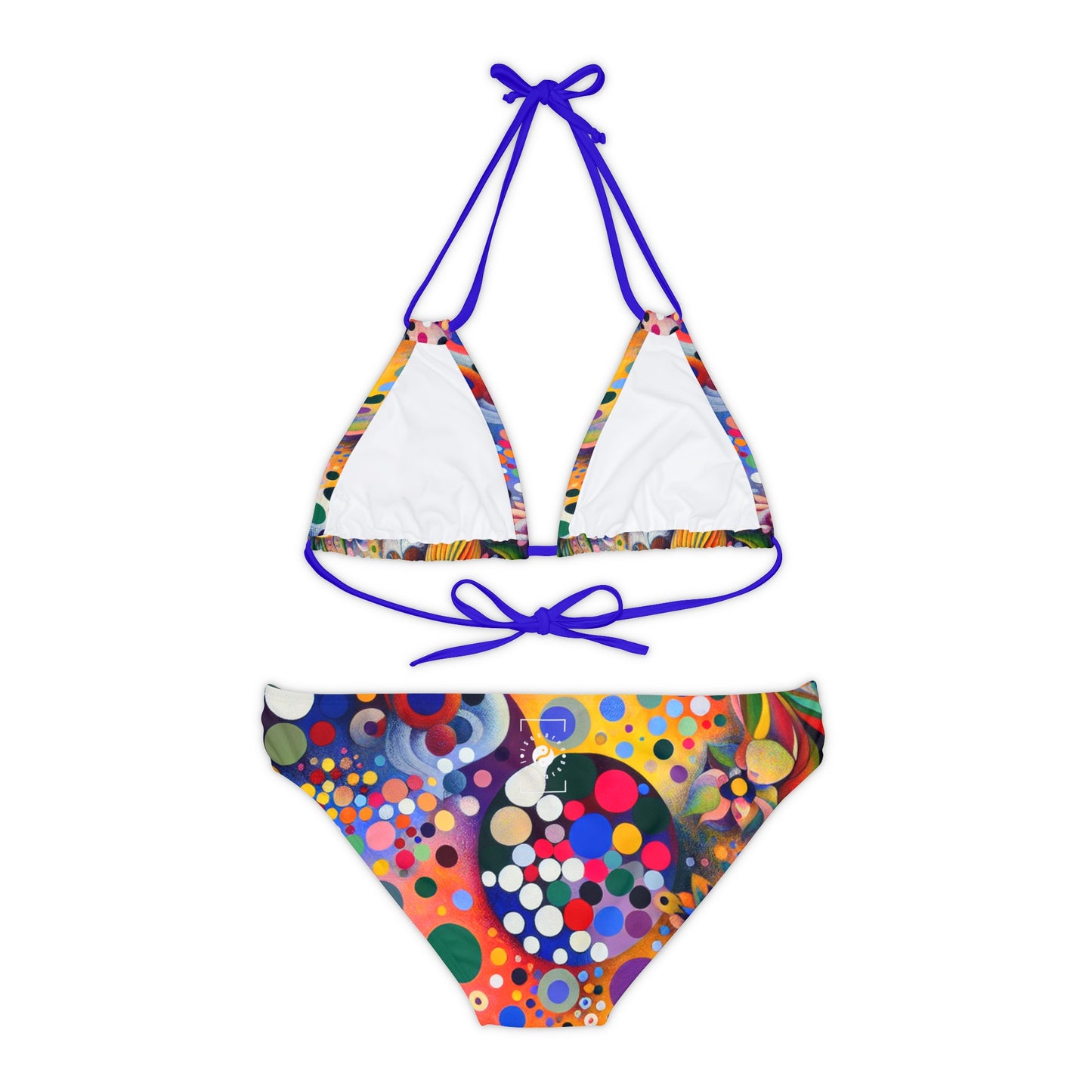 "Polka Petals in Yogic Surrealism: An Artistic Salute to Kusama and Kahlo" - Lace-up Bikini Set