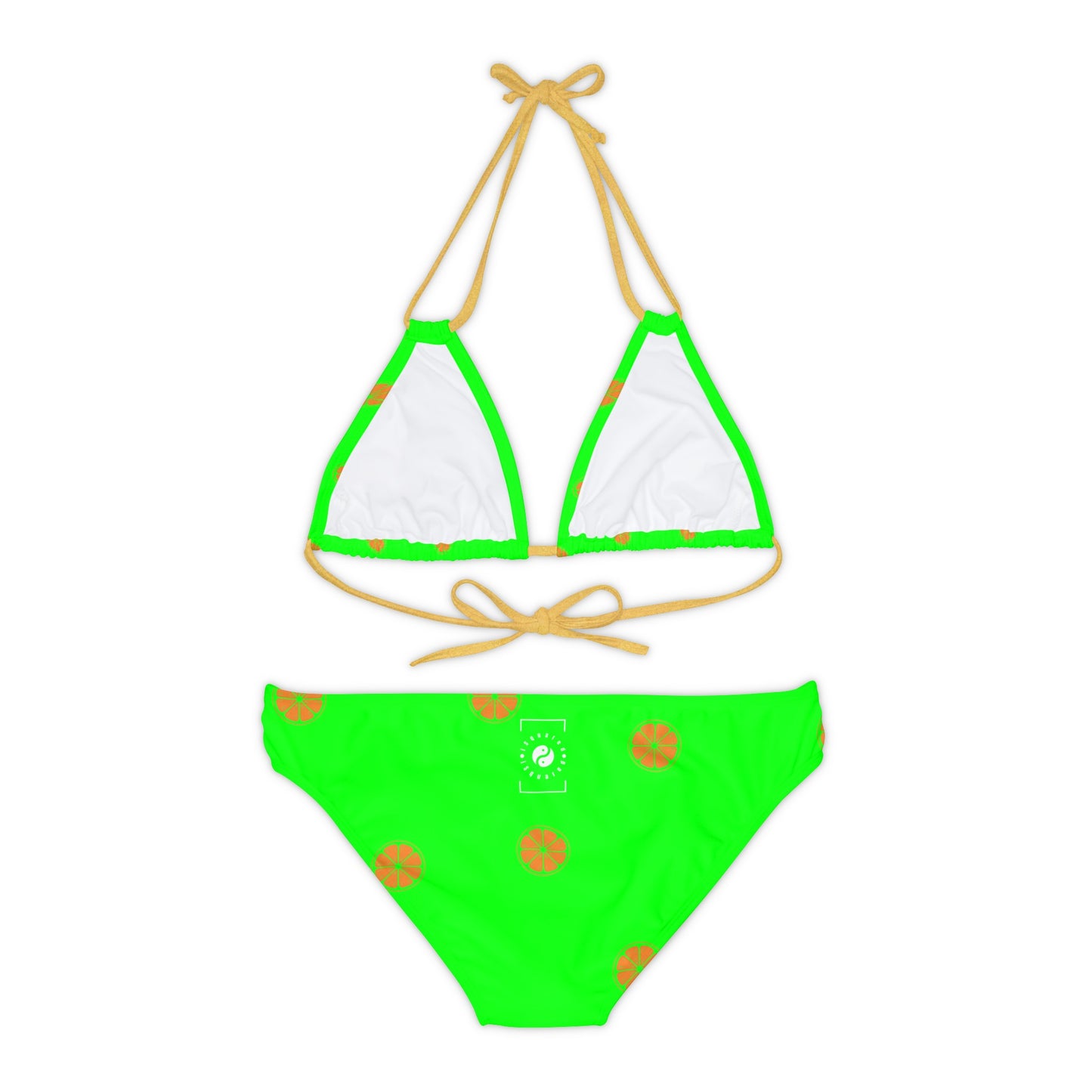#05FD00 Lime Green + Mandarin - Lace-up Bikini Set