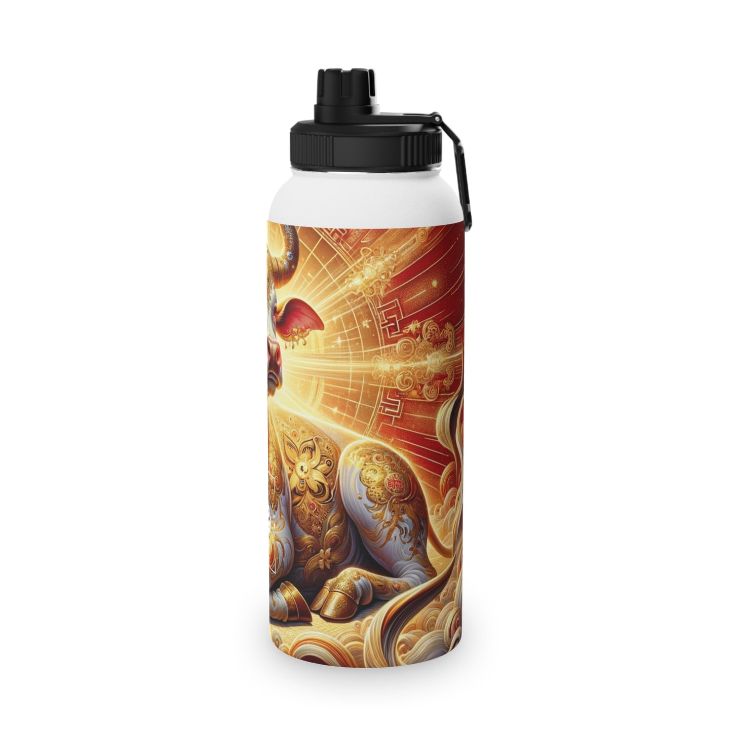 "Golden Euphoria: A Dance of the Divine Bovine" - Sports Water Bottle