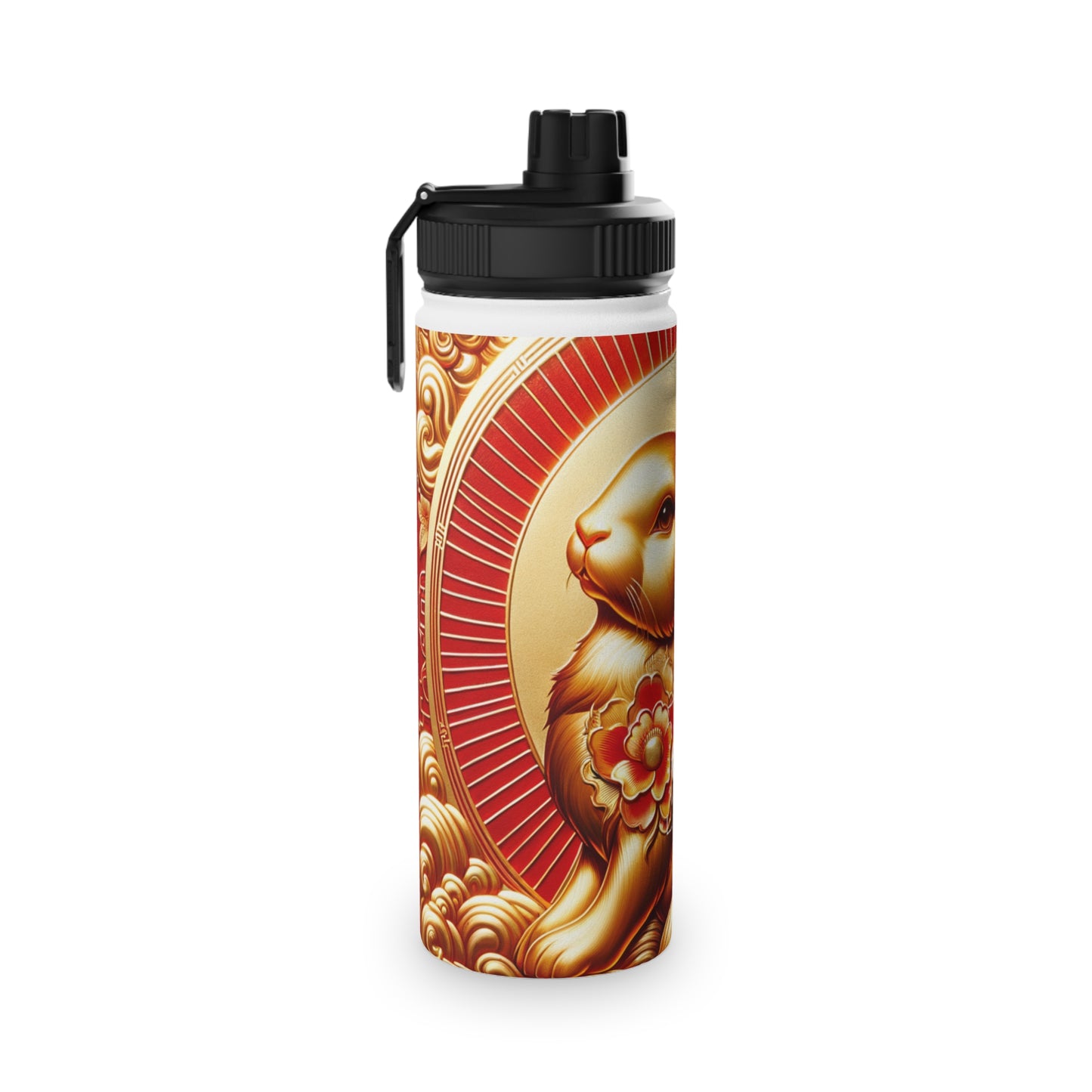 "Golden Blessings: Lunar Rabbit's Resplendence" - Sports Water Bottle