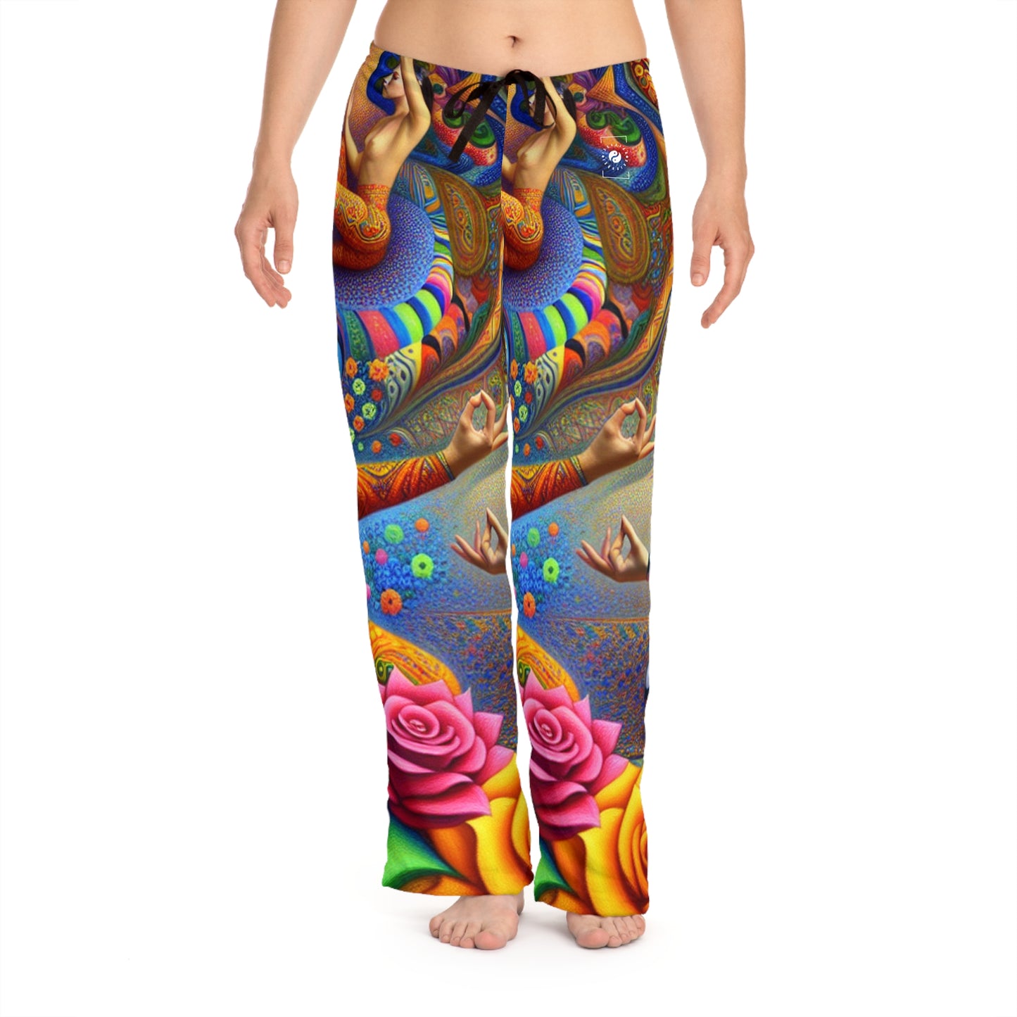 "Kahlo-Kusama Blossom Asanas: A Surreal Yoga Symphony" - Women lounge pants