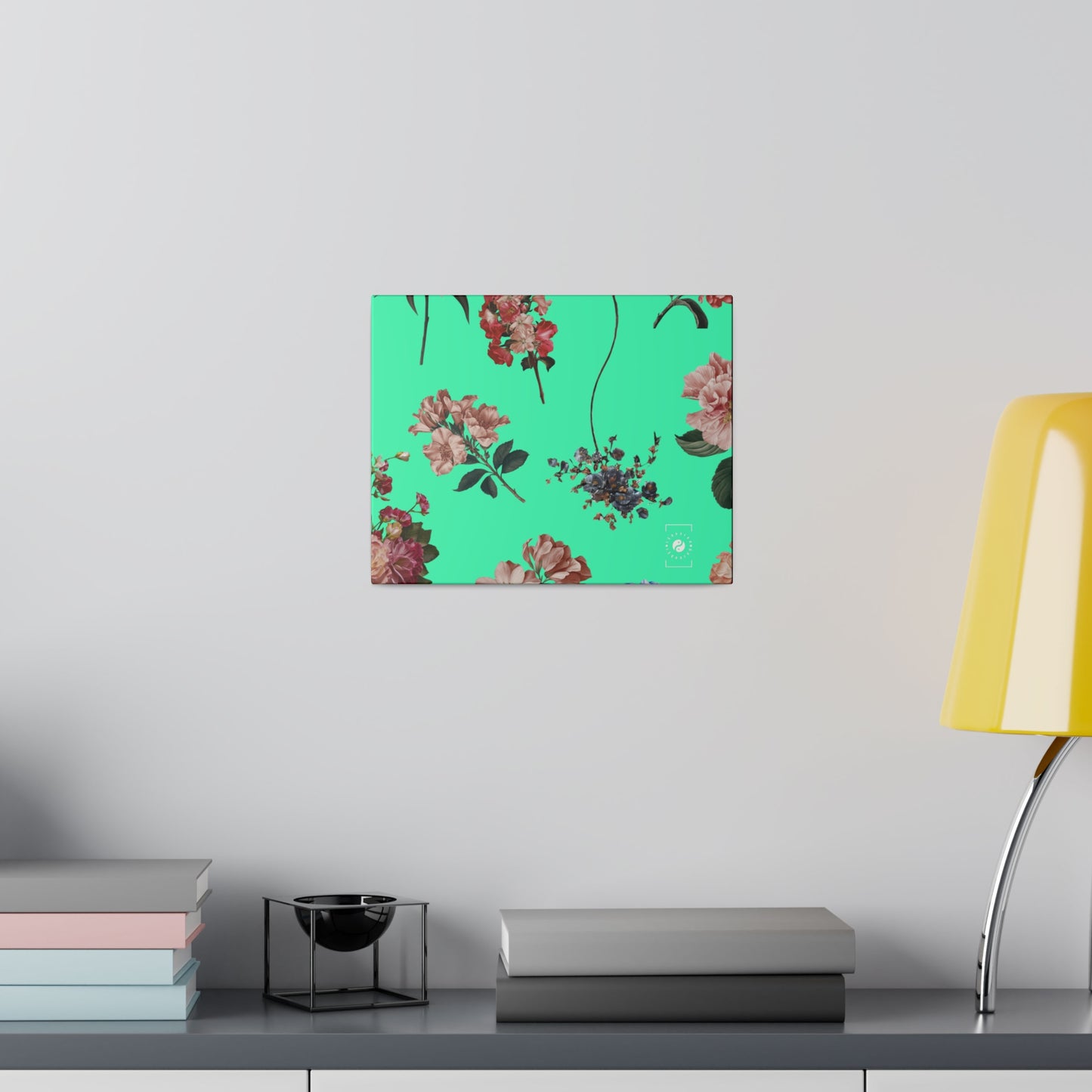 Botanicals on Turquoise - Art Print Canvas