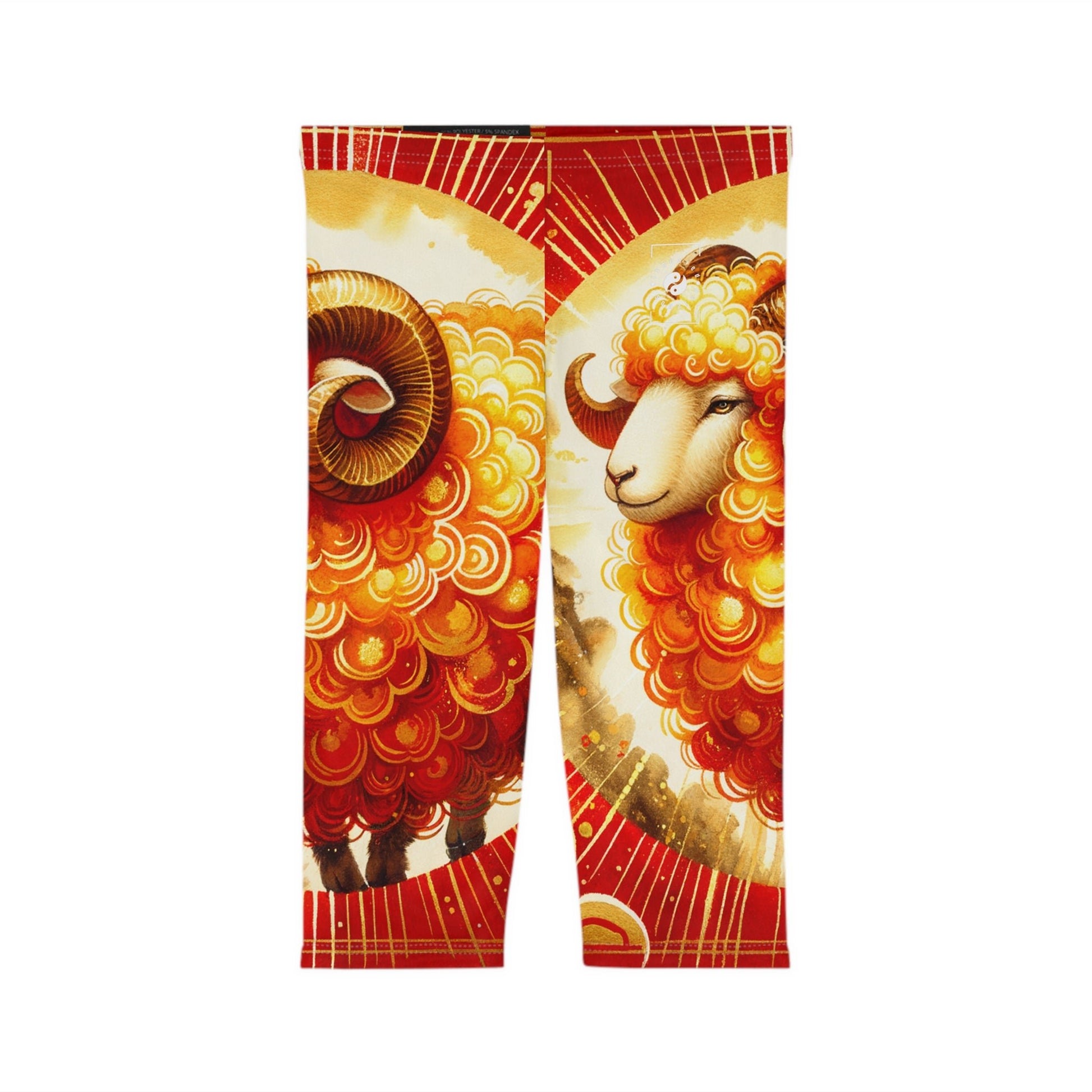 "Auspicious Gold of Divine Ewe: A Lunar New Year Revelry" - Capri Shorts - iSquaredYoga