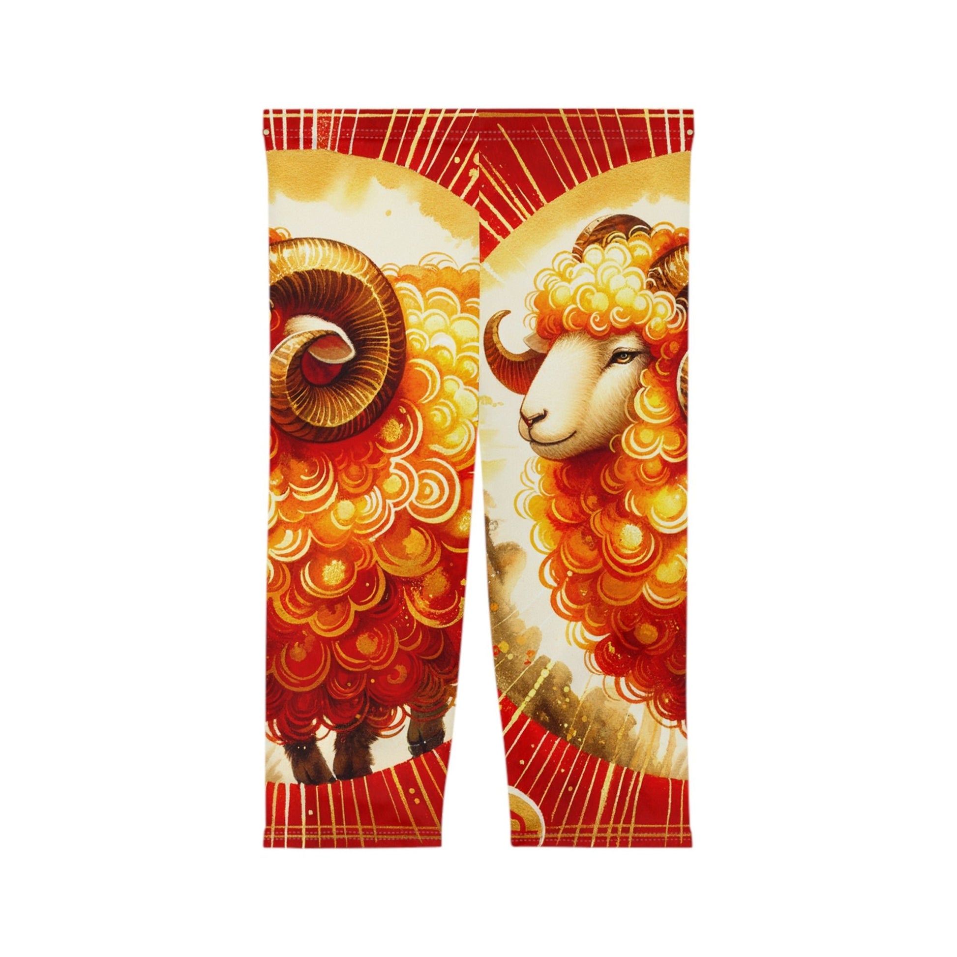 "Auspicious Gold of Divine Ewe: A Lunar New Year Revelry" - Capri Shorts - iSquaredYoga