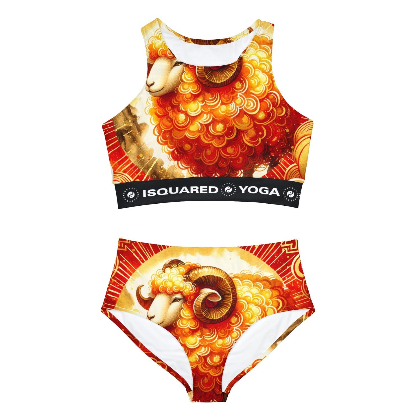 "Auspicious Gold of Divine Ewe: A Lunar New Year Revelry" - Hot Yoga Bikini Set - iSquaredYoga