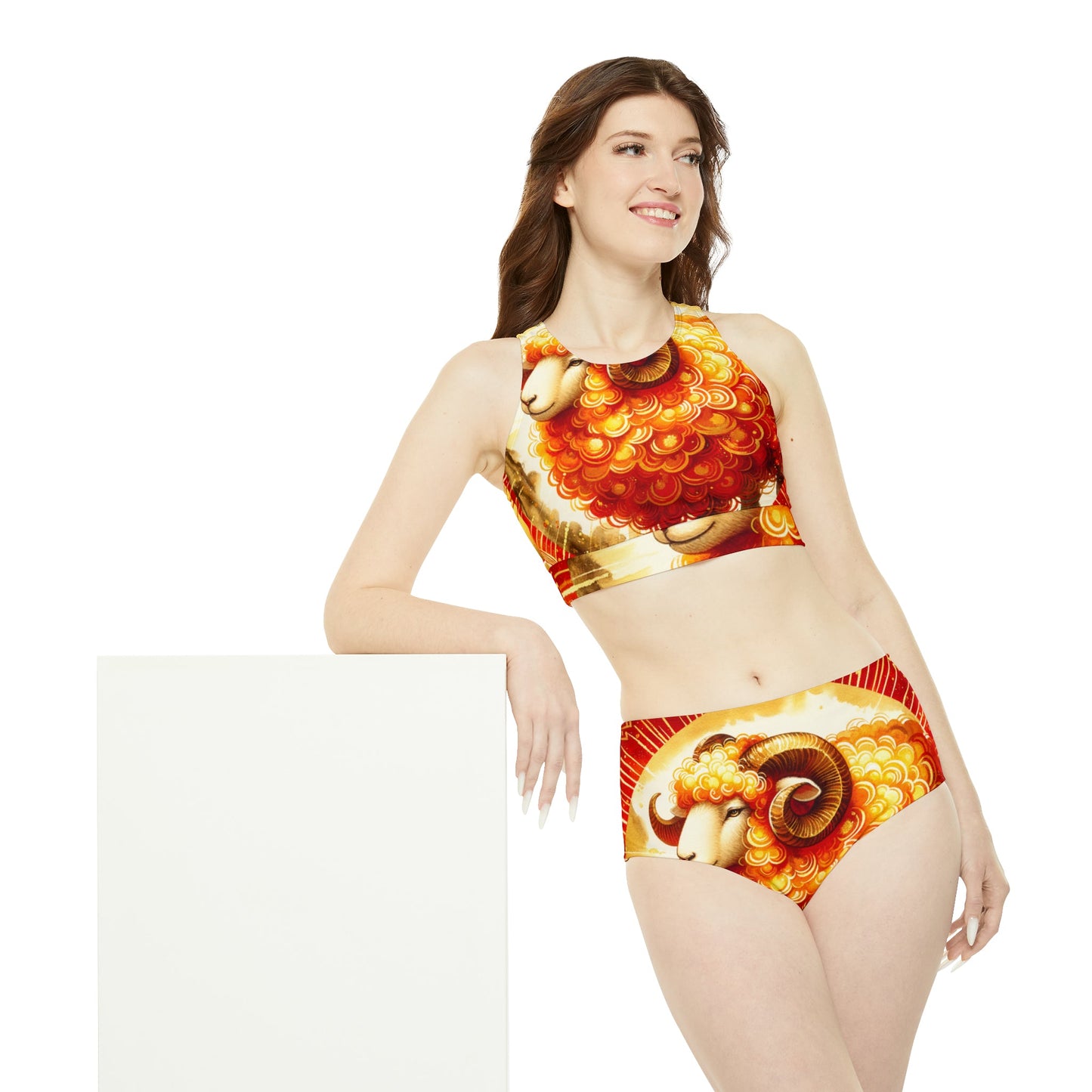 "Auspicious Gold of Divine Ewe: A Lunar New Year Revelry" - Hot Yoga Bikini Set - iSquaredYoga