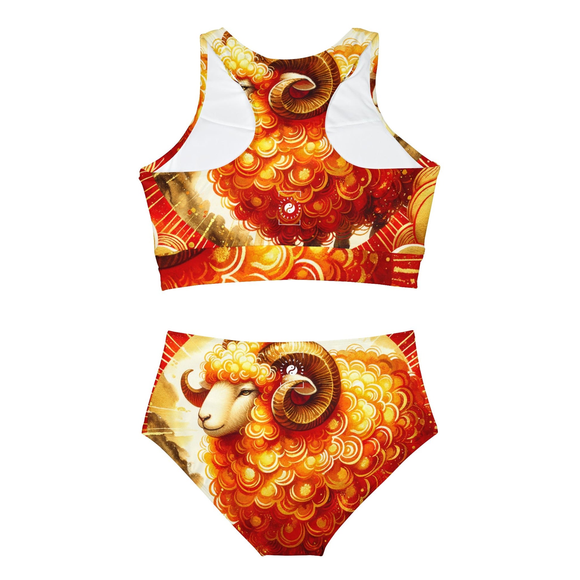 "Auspicious Gold of Divine Ewe: A Lunar New Year Revelry" - Hot Yoga Bikini Set - iSquaredYoga