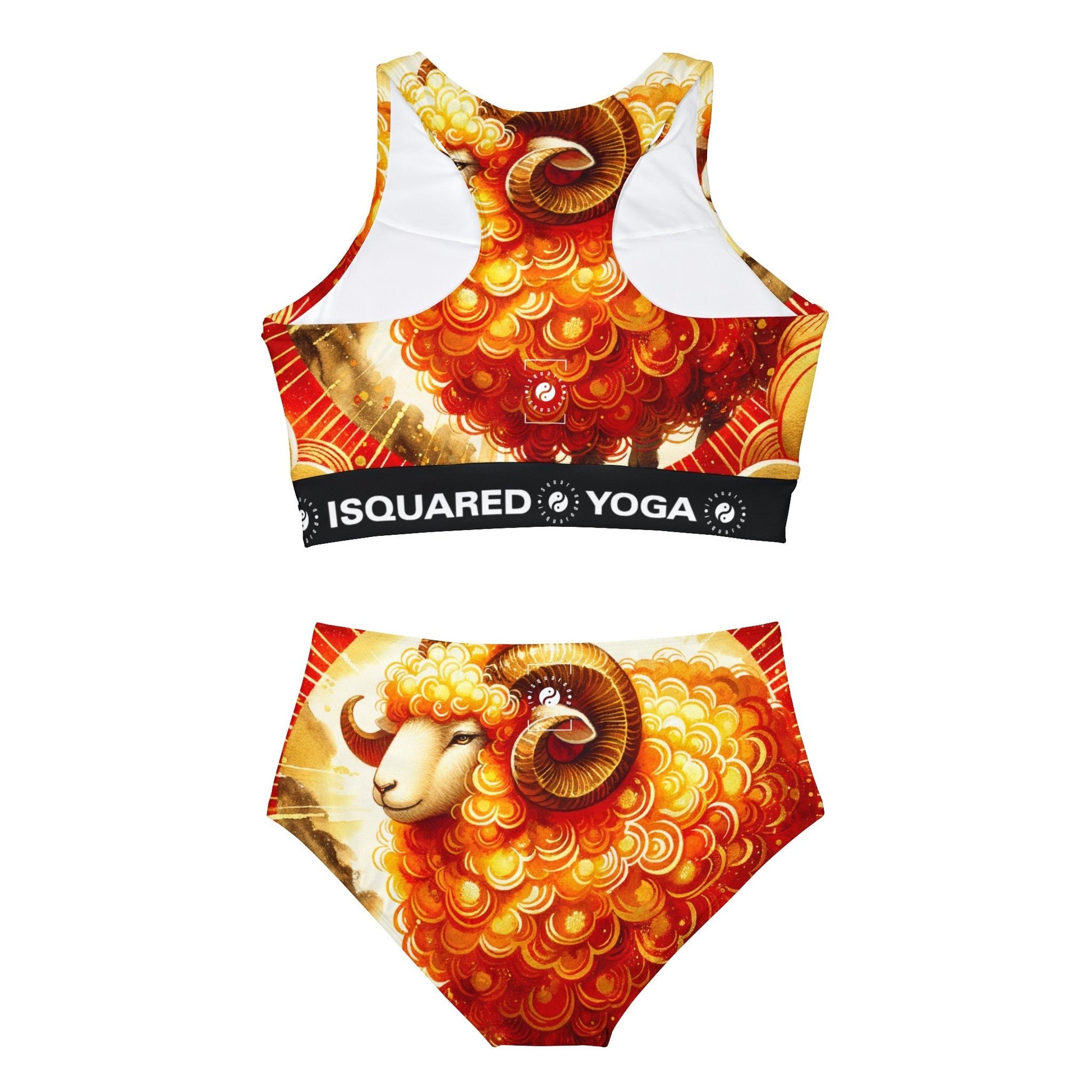 "Auspicious Gold of Divine Ewe: A Lunar New Year Revelry" - Hot Yoga Bikini Set - iSquaredYoga