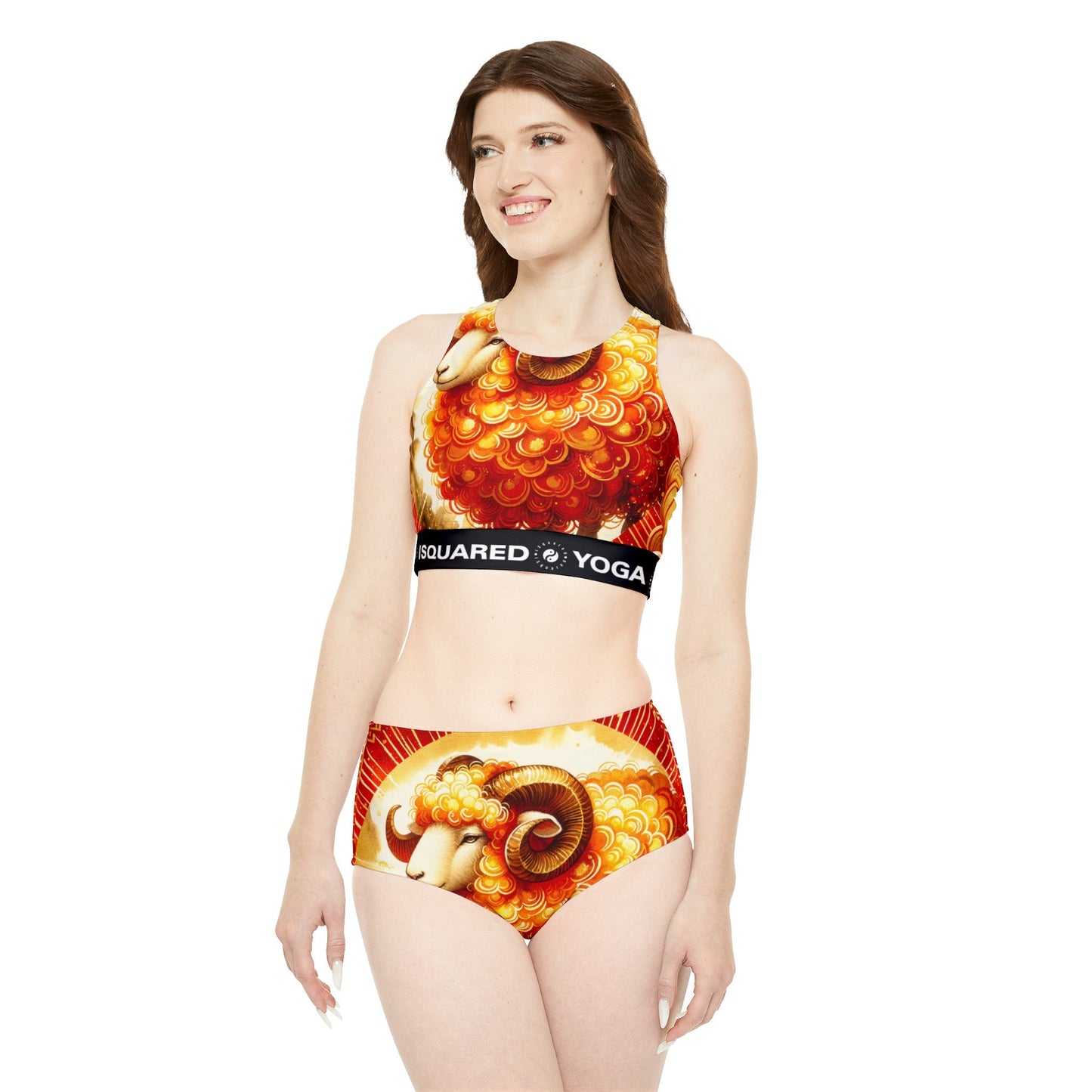 "Auspicious Gold of Divine Ewe: A Lunar New Year Revelry" - Hot Yoga Bikini Set - iSquaredYoga