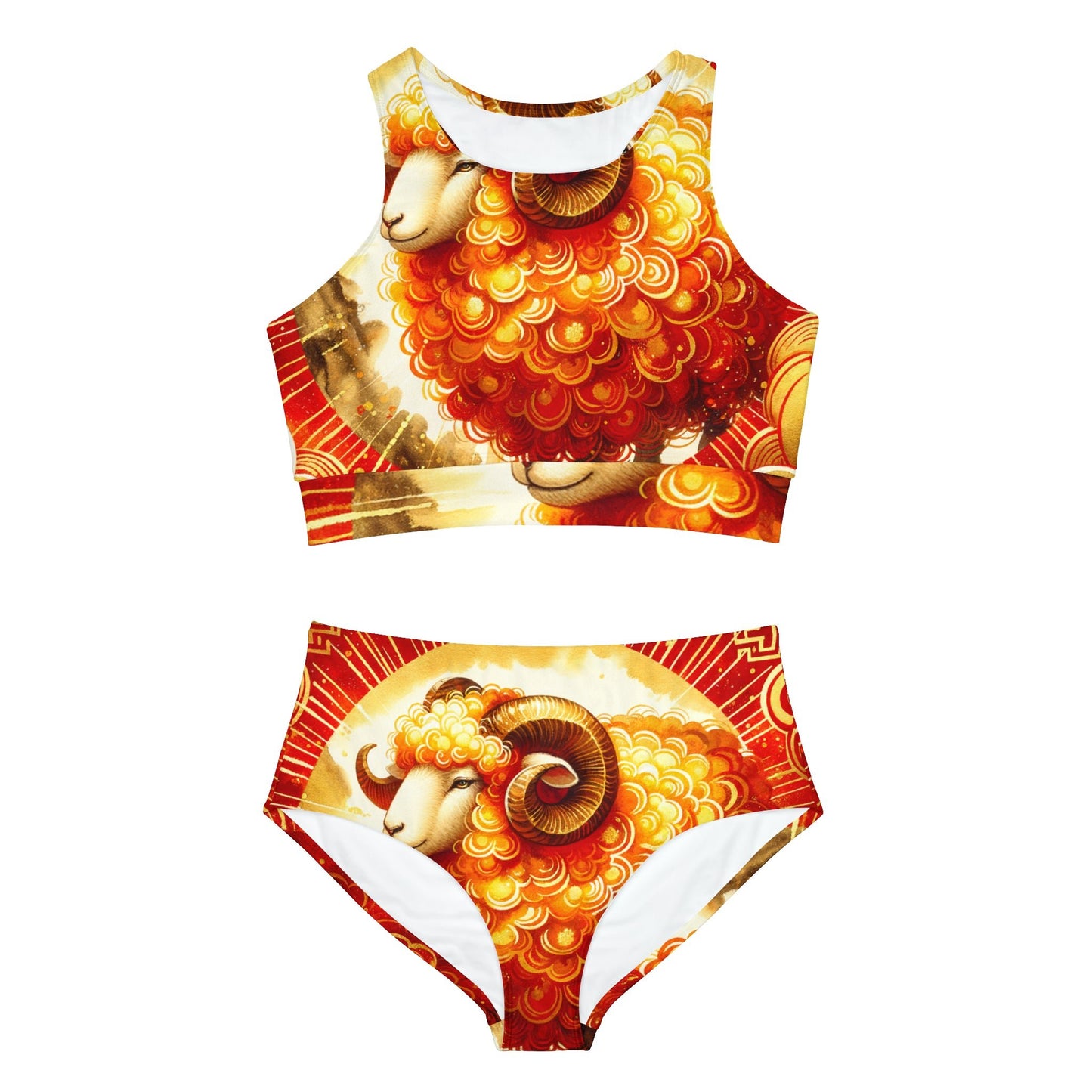 "Auspicious Gold of Divine Ewe: A Lunar New Year Revelry" - Hot Yoga Bikini Set - iSquaredYoga