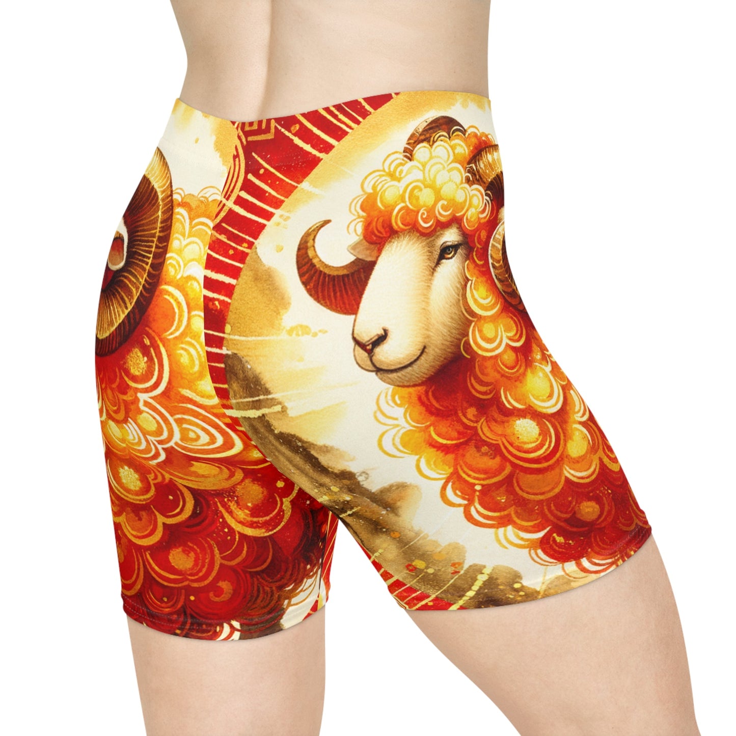 "Auspicious Gold of Divine Ewe: A Lunar New Year Revelry" - Hot Yoga Short - iSquaredYoga