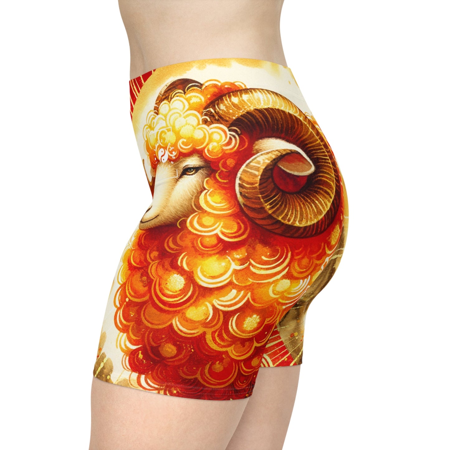 "Auspicious Gold of Divine Ewe: A Lunar New Year Revelry" - Hot Yoga Short - iSquaredYoga