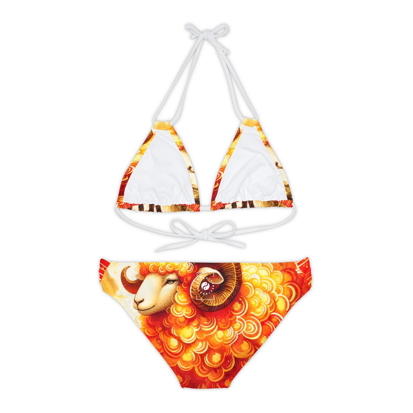 "Auspicious Gold of Divine Ewe: A Lunar New Year Revelry" - Lace - up Bikini Set - iSquaredYoga