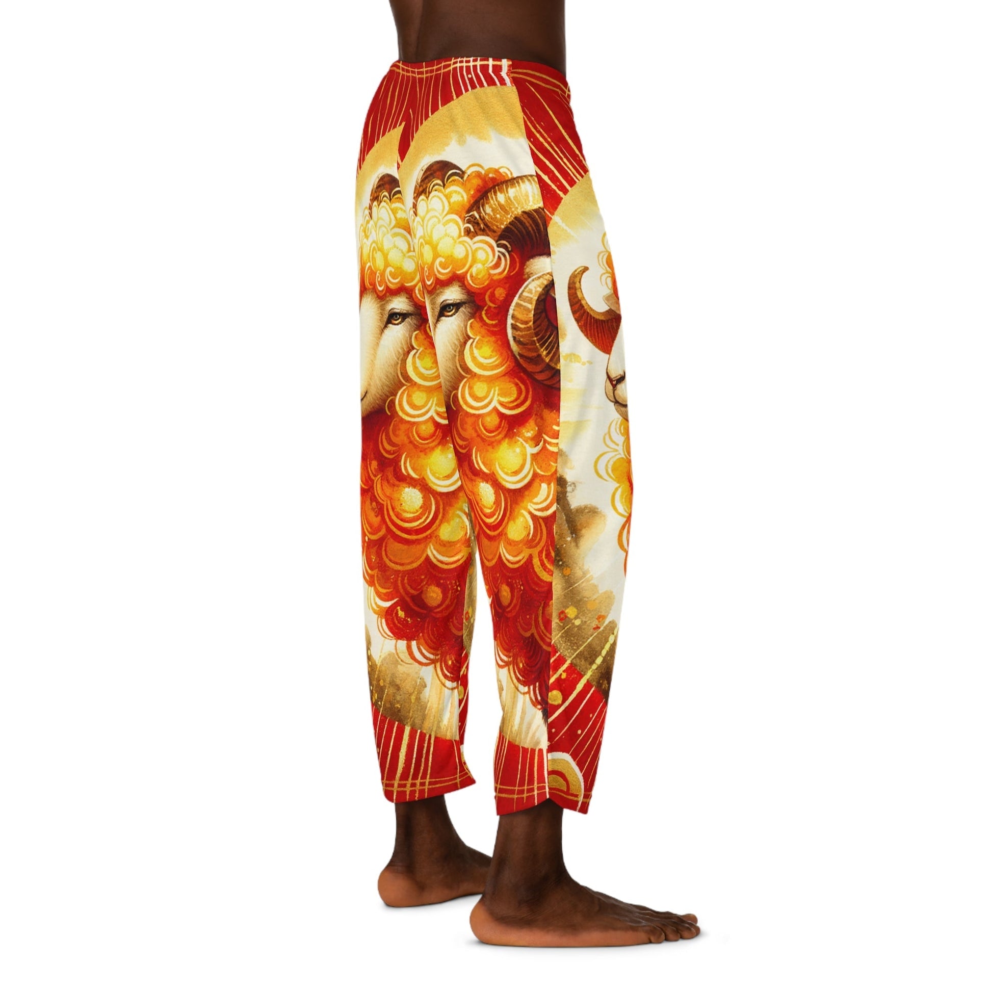 "Auspicious Gold of Divine Ewe: A Lunar New Year Revelry" - men's Lounge Pants - iSquaredYoga