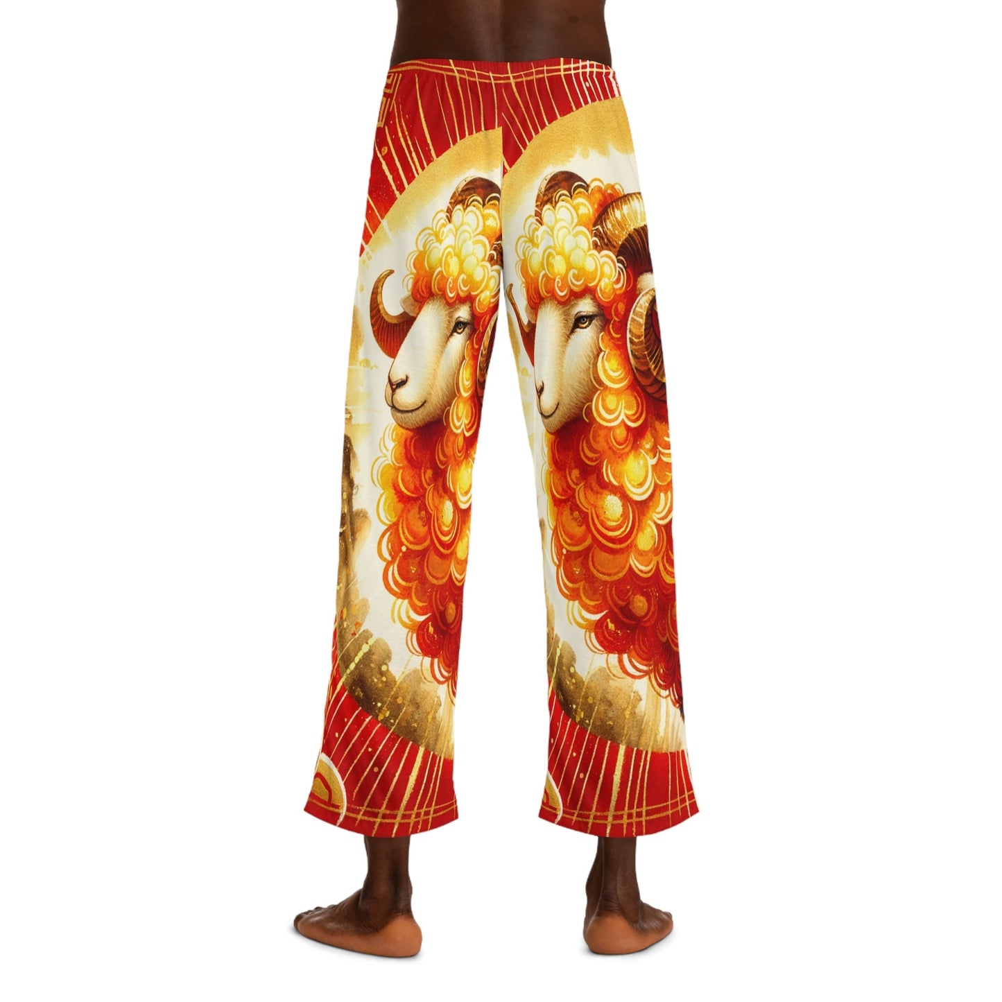 "Auspicious Gold of Divine Ewe: A Lunar New Year Revelry" - men's Lounge Pants - iSquaredYoga