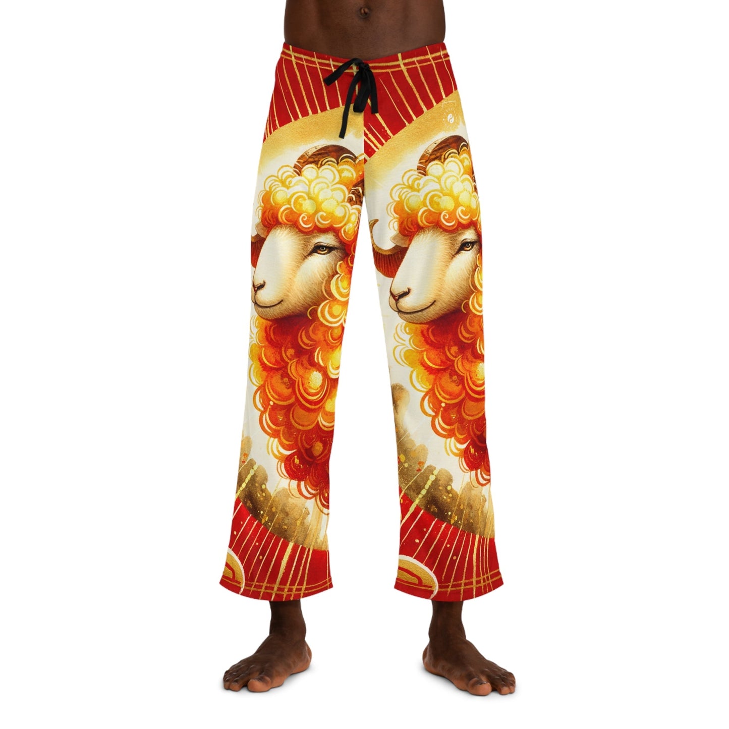 "Auspicious Gold of Divine Ewe: A Lunar New Year Revelry" - men's Lounge Pants - iSquaredYoga