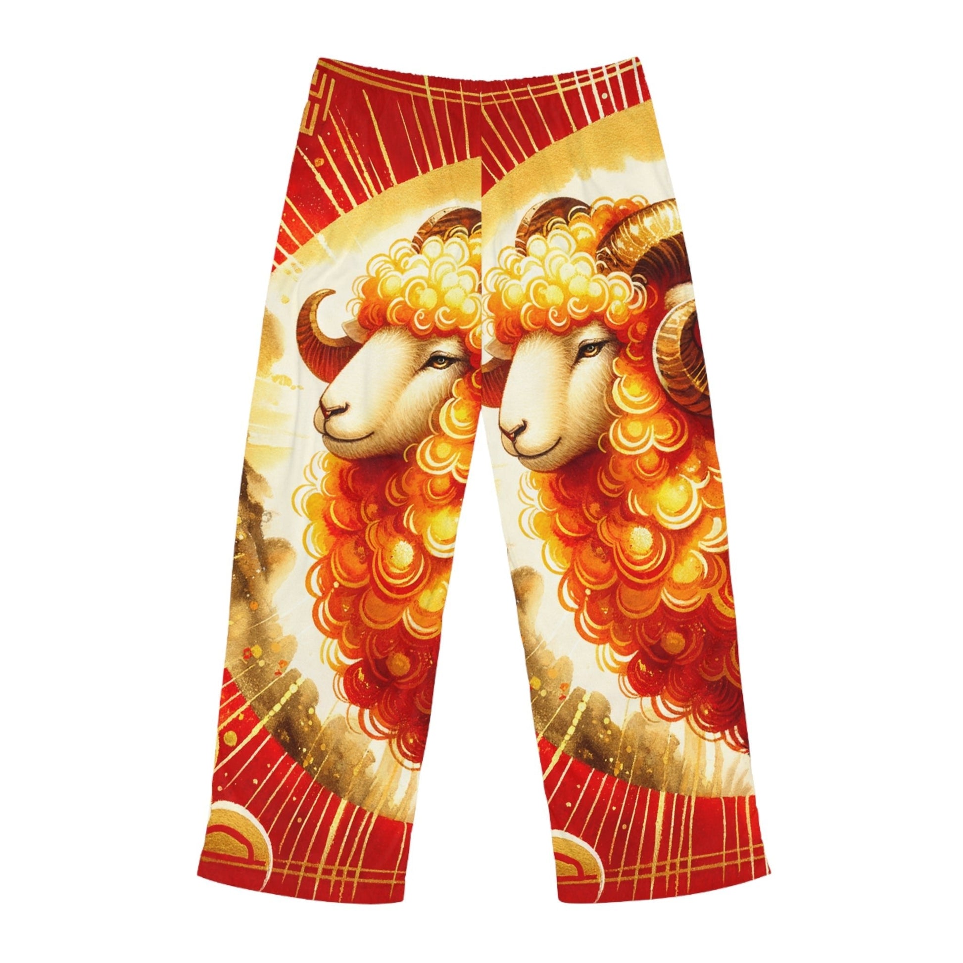 "Auspicious Gold of Divine Ewe: A Lunar New Year Revelry" - men's Lounge Pants - iSquaredYoga