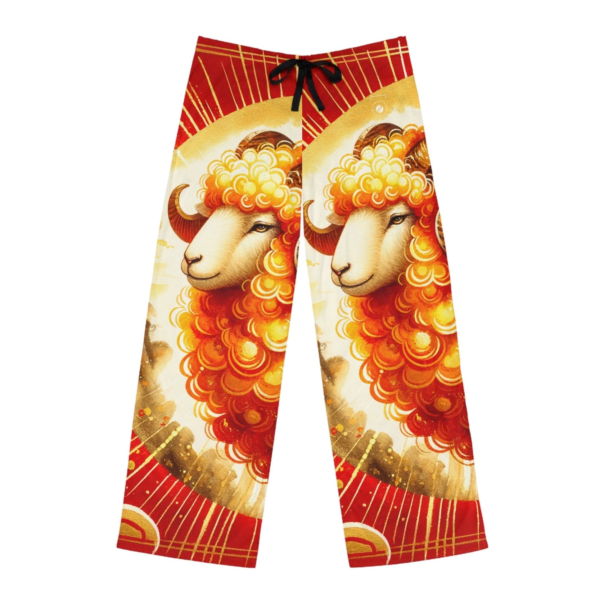 "Auspicious Gold of Divine Ewe: A Lunar New Year Revelry" - men's Lounge Pants - iSquaredYoga