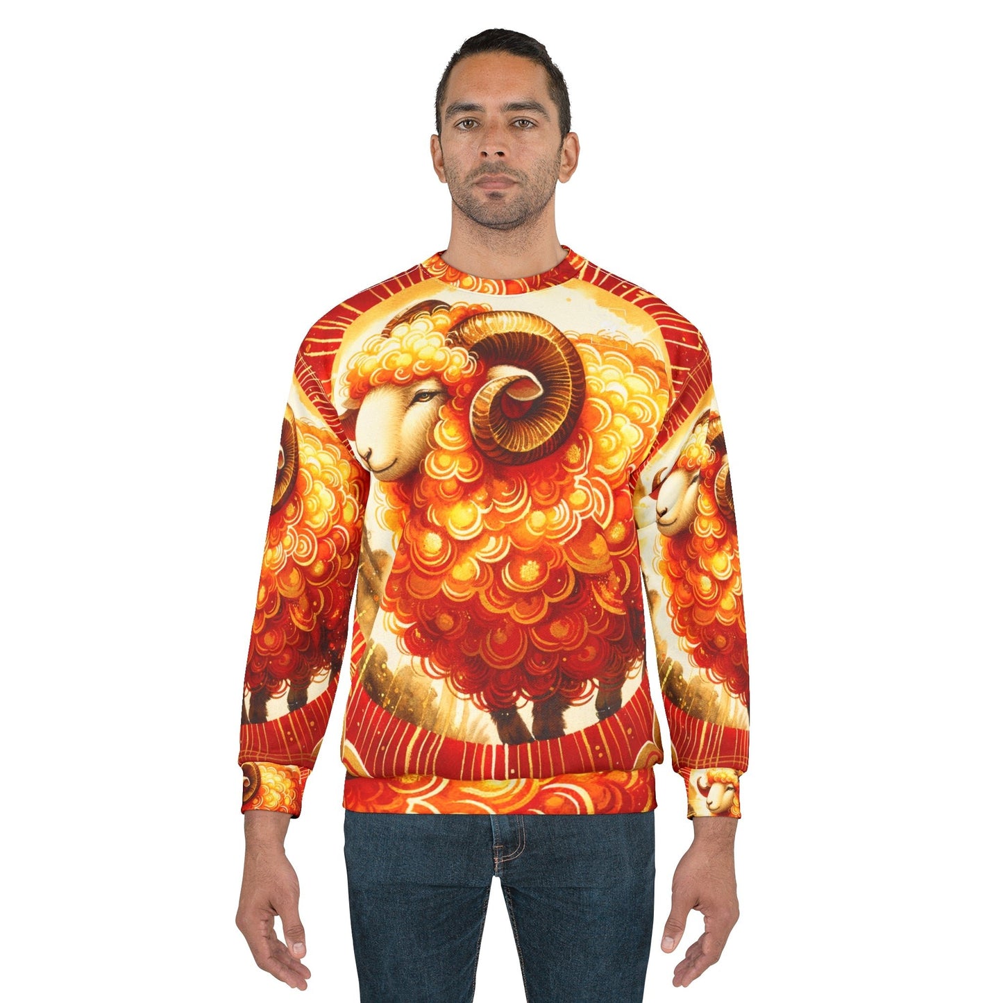 "Auspicious Gold of Divine Ewe: A Lunar New Year Revelry" - Unisex Sweatshirt - iSquaredYoga