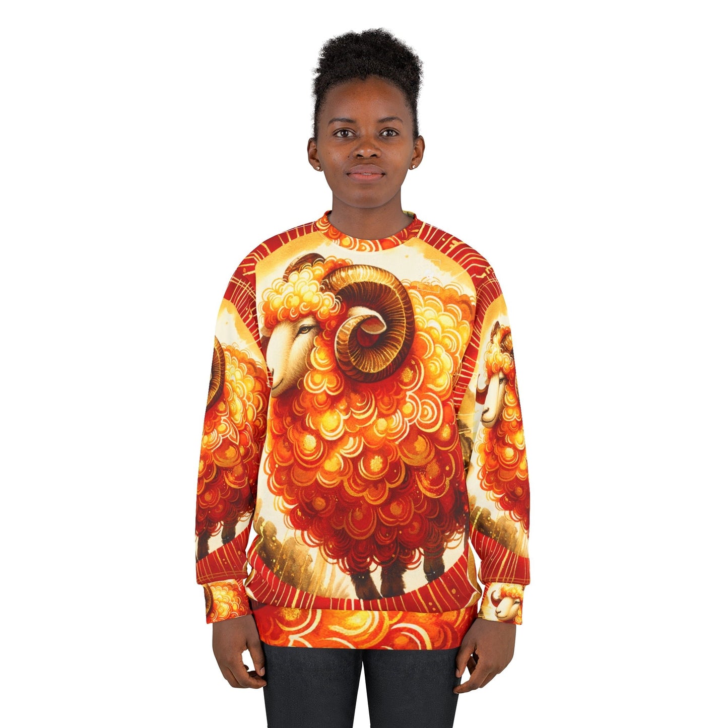 "Auspicious Gold of Divine Ewe: A Lunar New Year Revelry" - Unisex Sweatshirt - iSquaredYoga