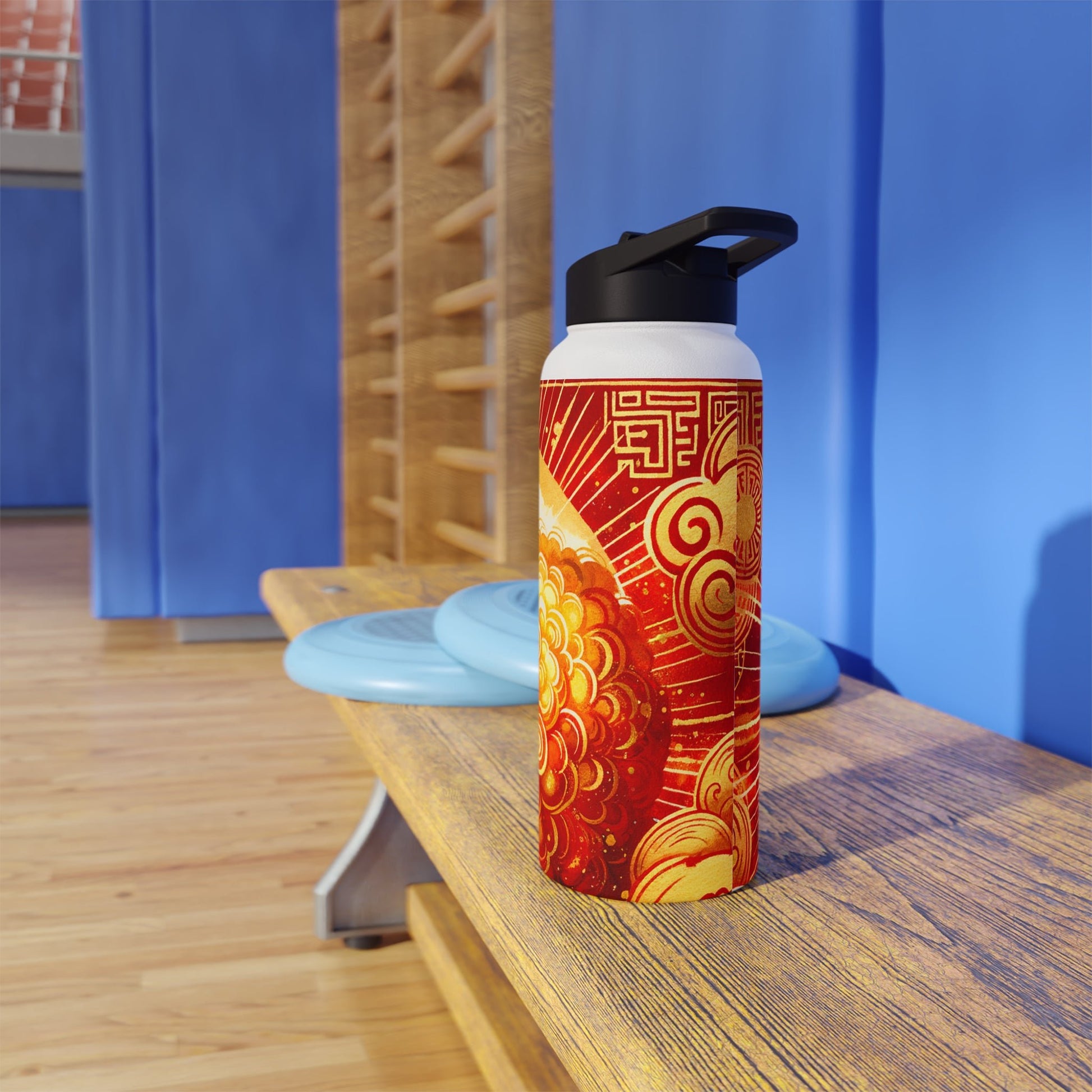 "Auspicious Gold of Divine Ewe: A Lunar New Year Revelry" - Water Bottle - iSquaredYoga