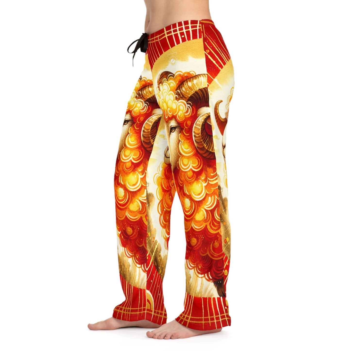 "Auspicious Gold of Divine Ewe: A Lunar New Year Revelry" - Women lounge pants - iSquaredYoga