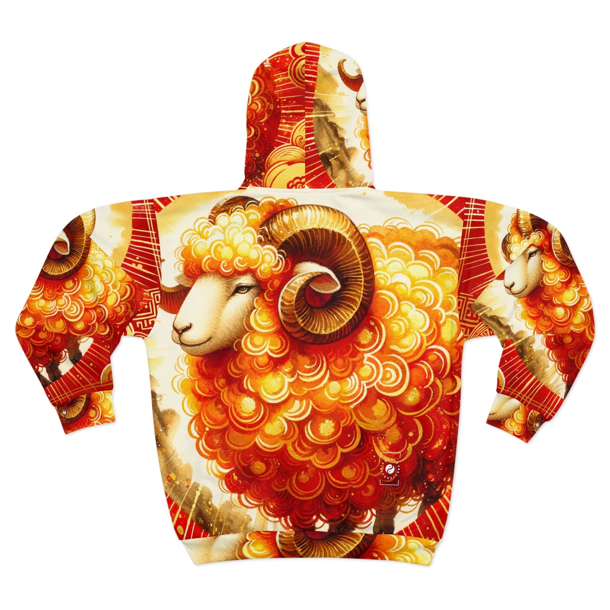 "Auspicious Gold of Divine Ewe: A Lunar New Year Revelry" - Zip Hoodie - iSquaredYoga