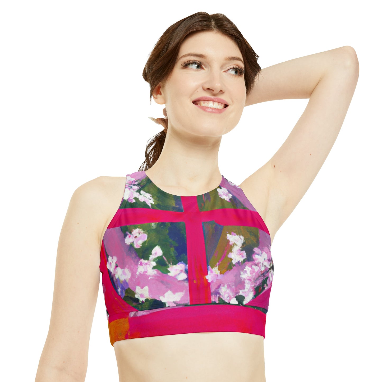 "Bloom Resurgence" - High Neck Crop Top - iSquaredYoga