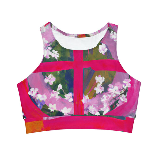 "Bloom Resurgence" - High Neck Crop Top - iSquaredYoga