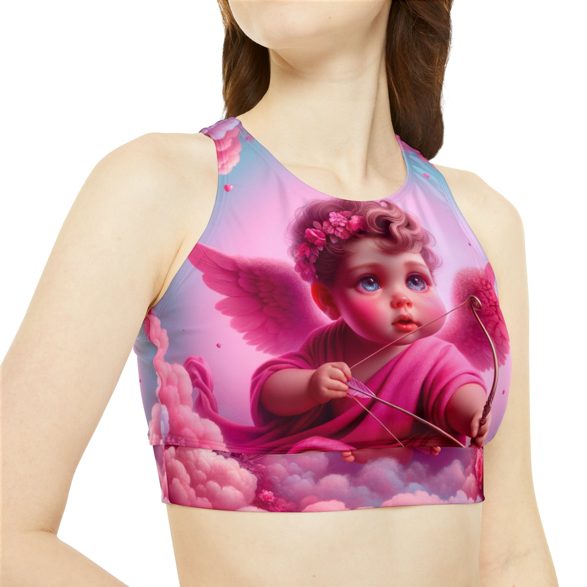 "Bold Blush: A Cupid's Love Affair" - High Neck Crop Top - iSquaredYoga