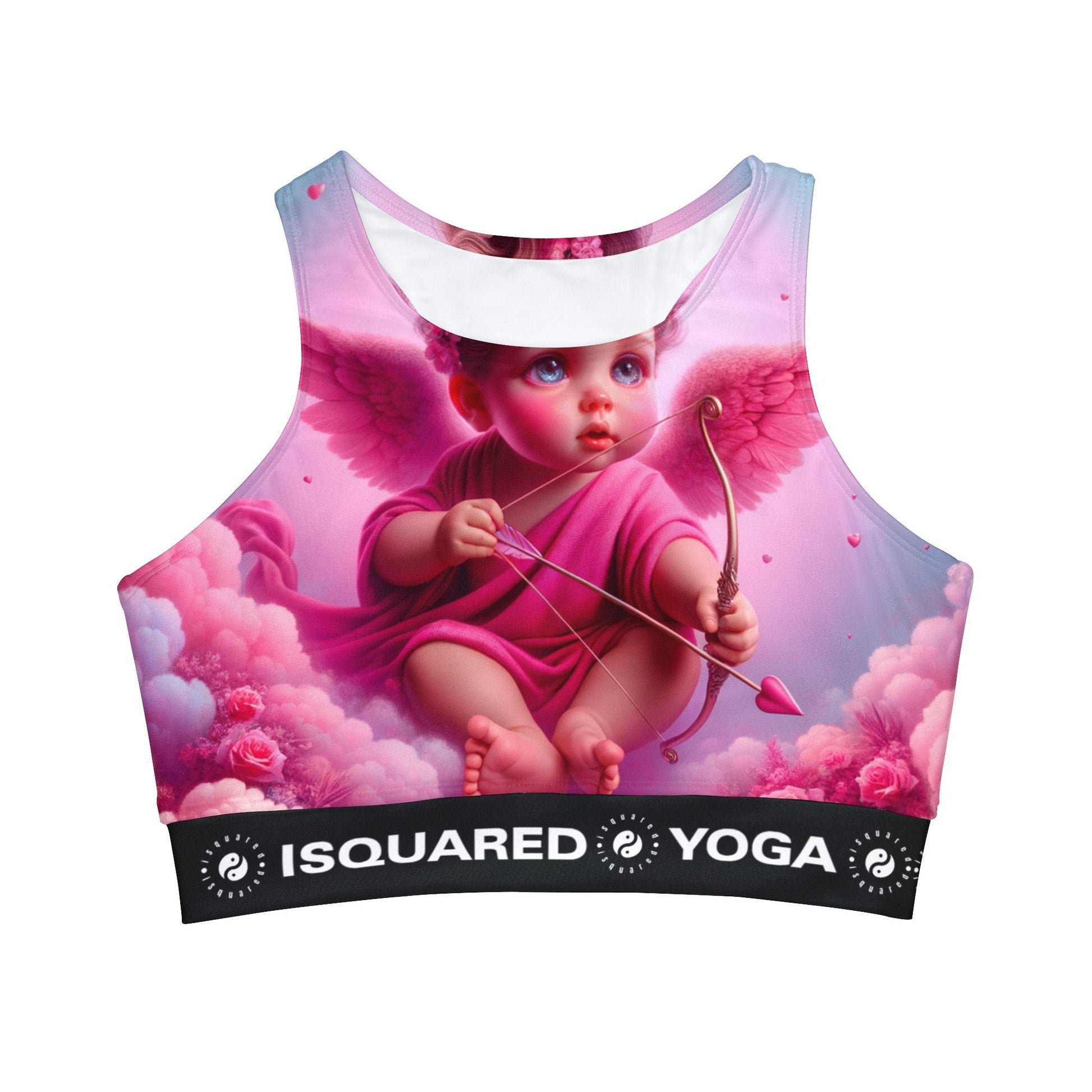 "Bold Blush: A Cupid's Love Affair" - High Neck Crop Top - iSquaredYoga