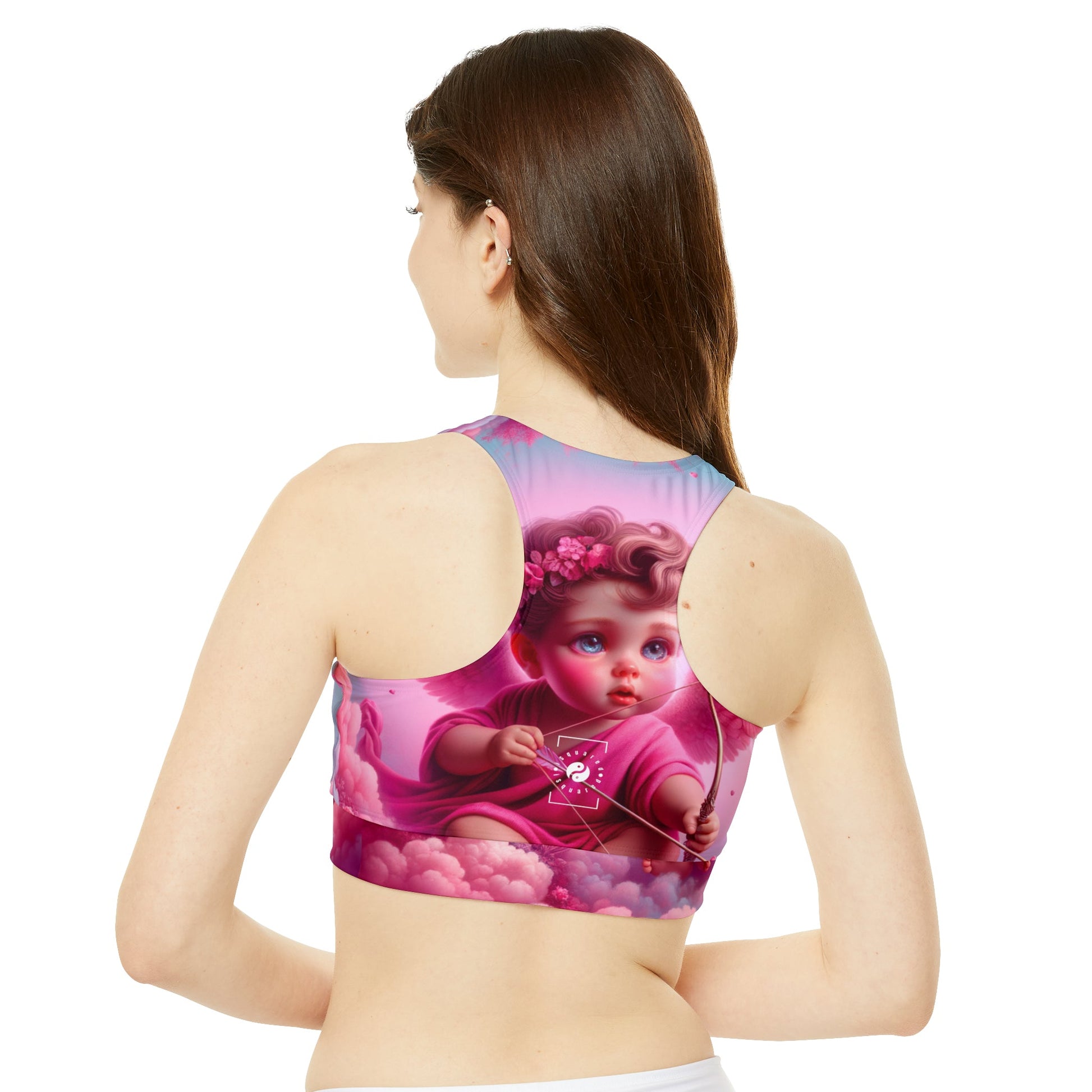 "Bold Blush: A Cupid's Love Affair" - High Neck Crop Top - iSquaredYoga