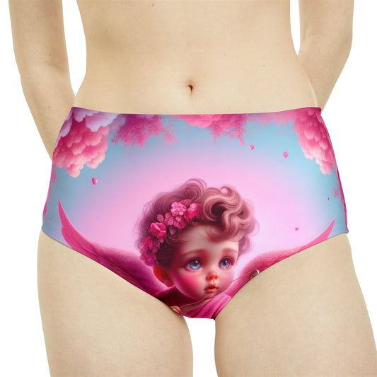 "Bold Blush: A Cupid's Love Affair" - High Waisted Bikini Bottom - iSquaredYoga