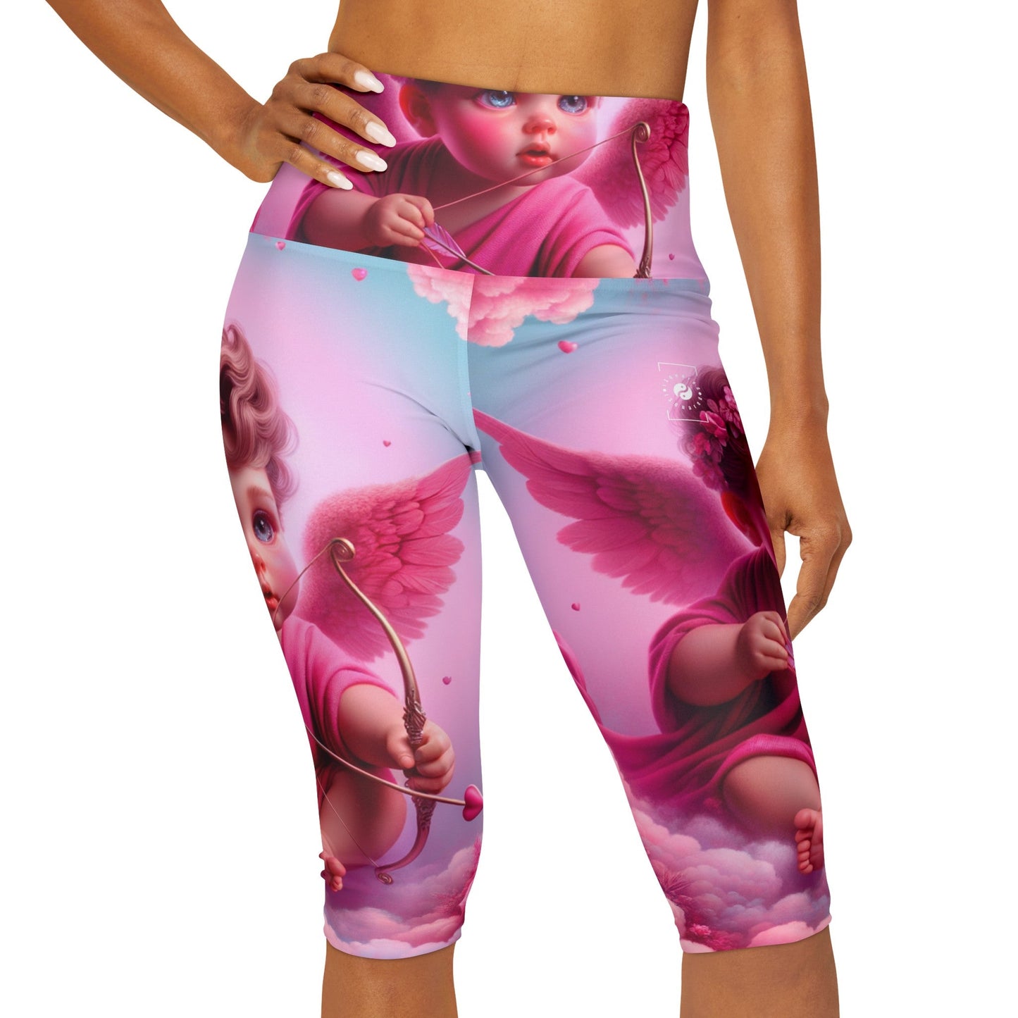 "Bold Blush: A Cupid's Love Affair" - High Waisted Capri Leggings - iSquaredYoga