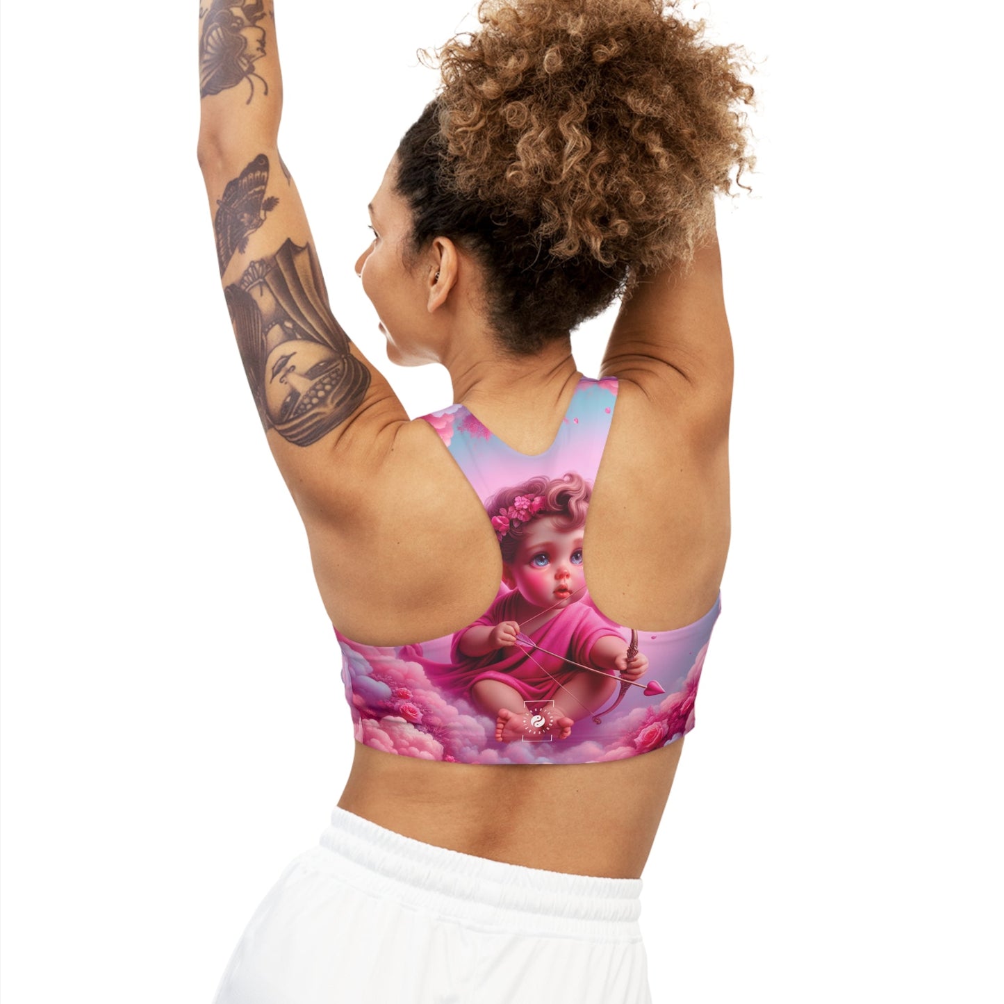 "Bold Blush: A Cupid's Love Affair" - Seamless Sports Bra - iSquaredYoga