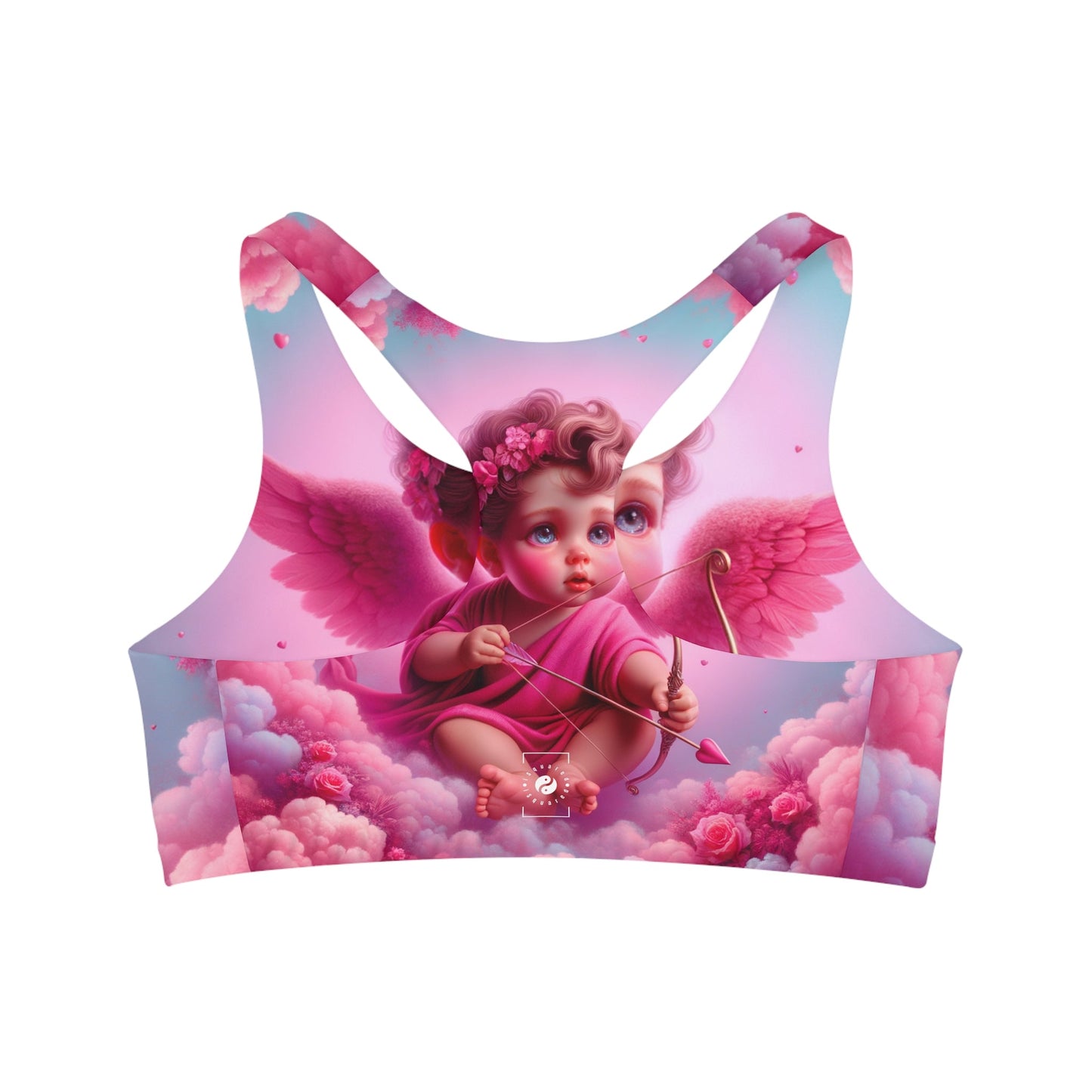 "Bold Blush: A Cupid's Love Affair" - Seamless Sports Bra - iSquaredYoga