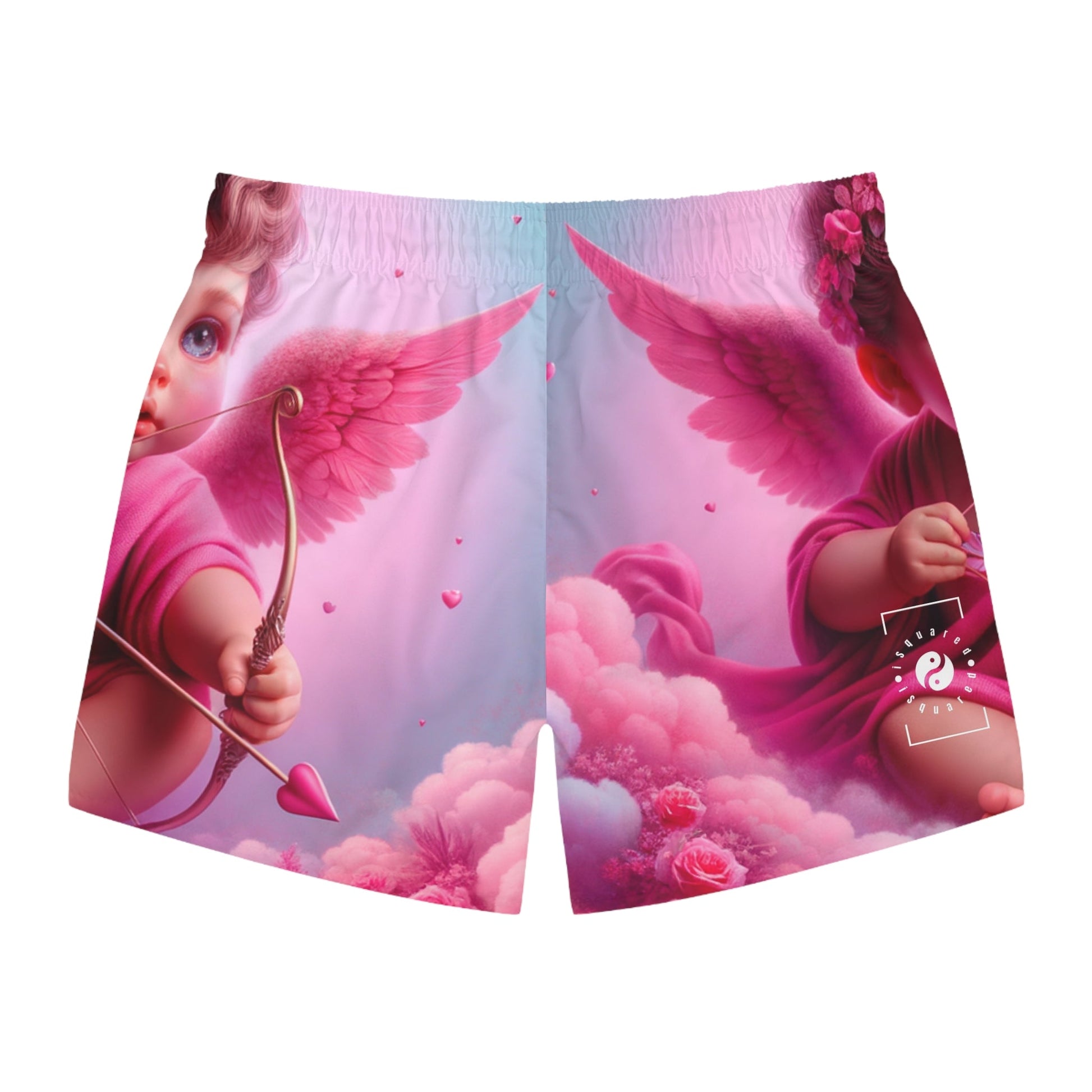 "Bold Blush: A Cupid's Love Affair" - Swim Trunks for Men - iSquaredYoga