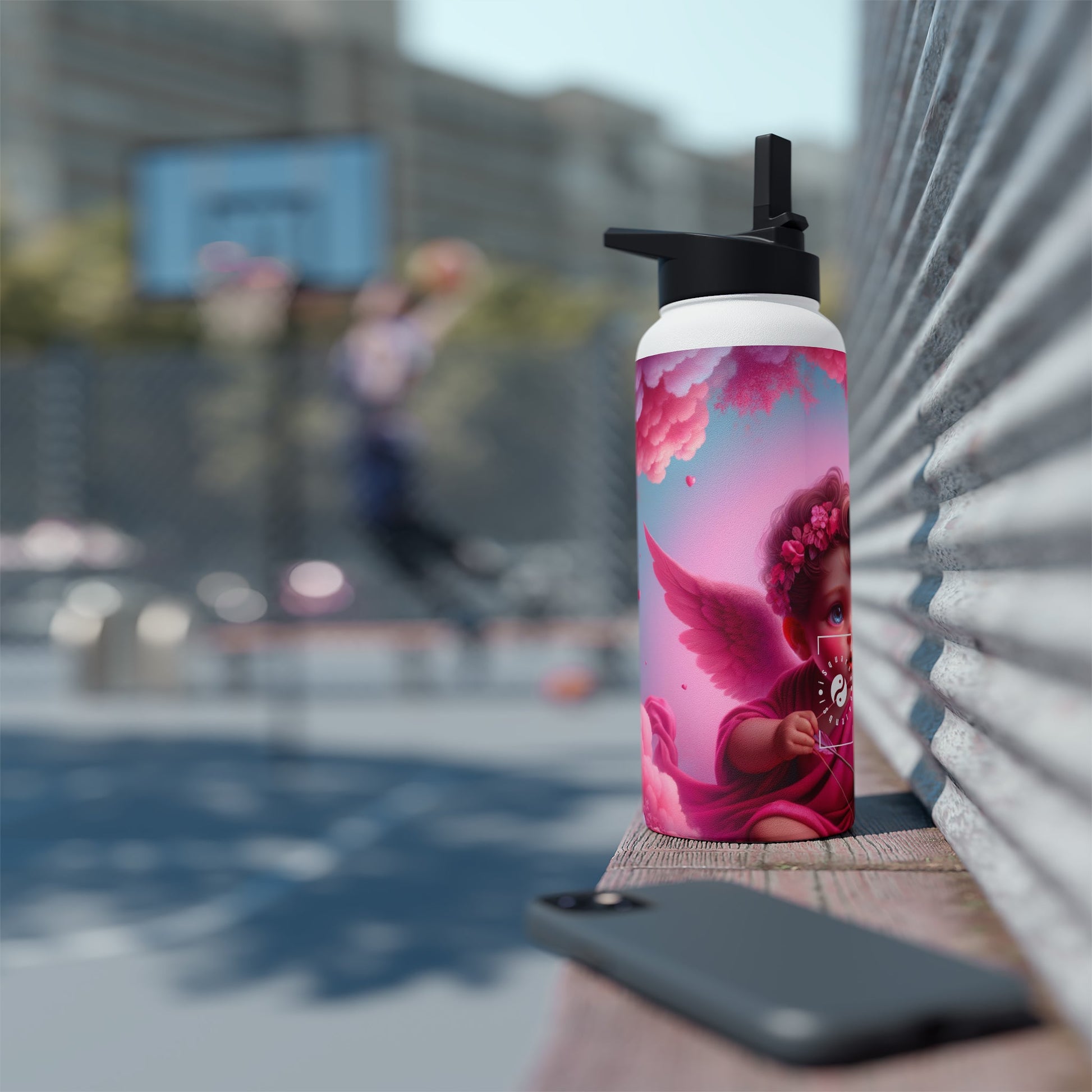 "Bold Blush: A Cupid's Love Affair" - Water Bottle - iSquaredYoga