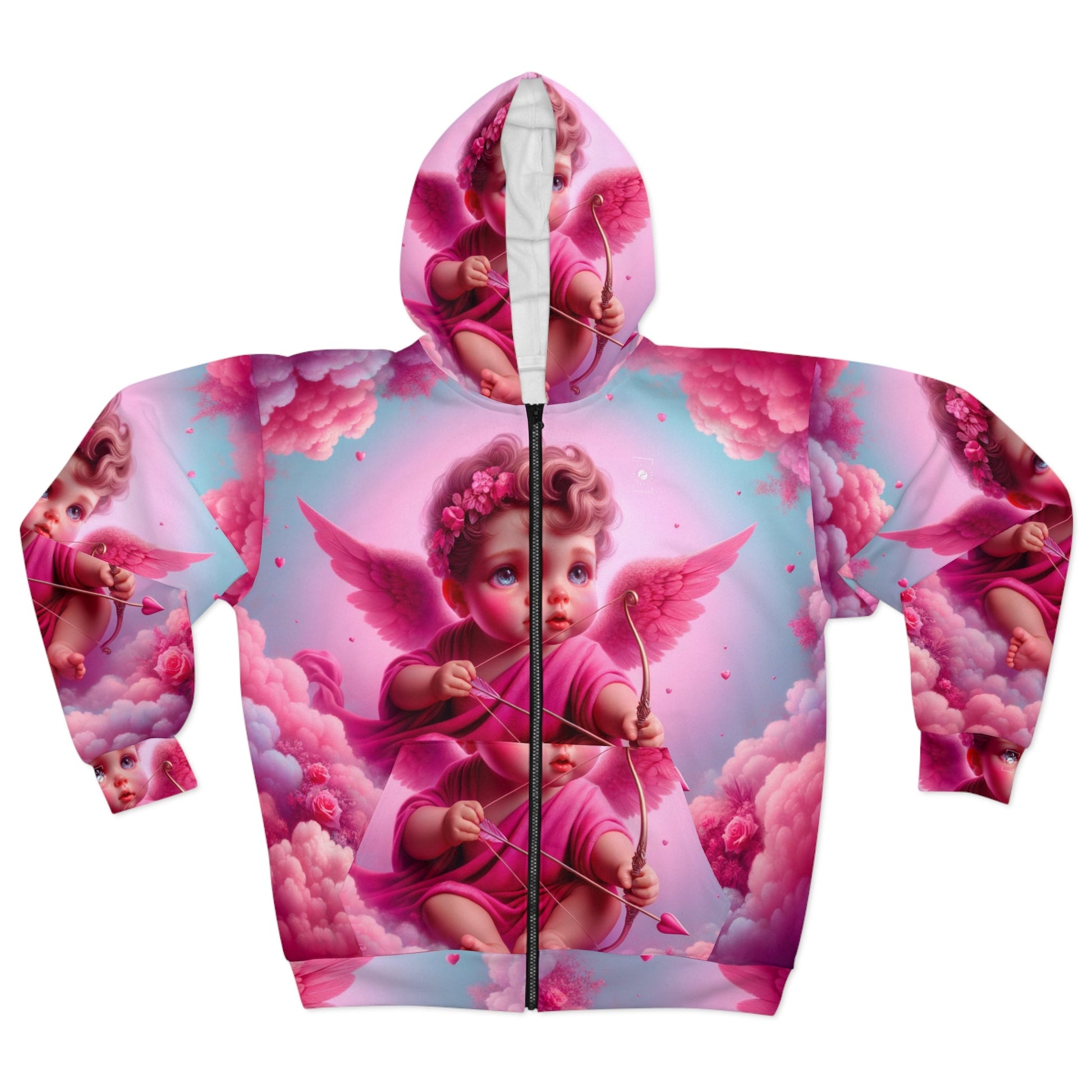 "Bold Blush: A Cupid's Love Affair" - Zip Hoodie - iSquaredYoga