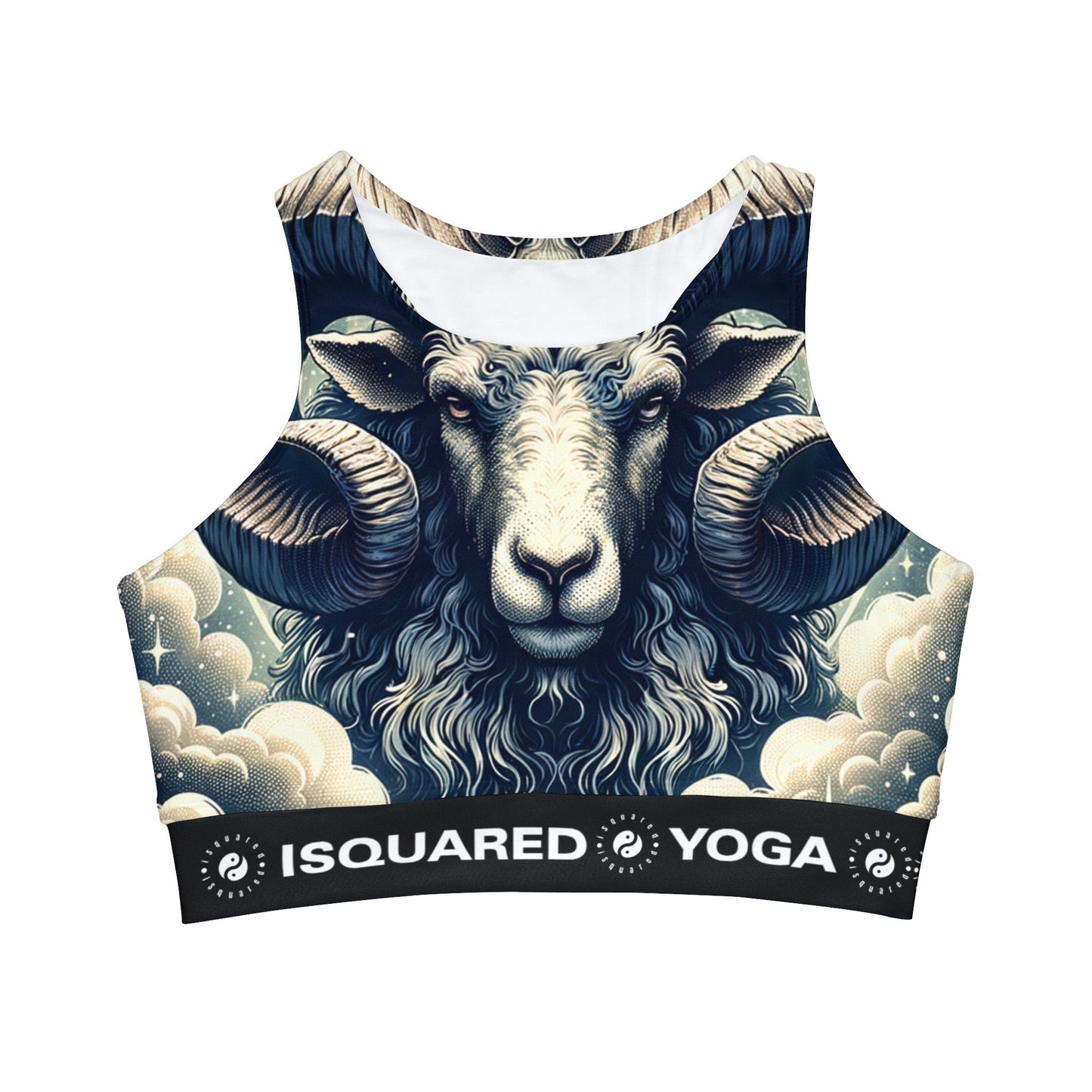 "Celestial Ram Ascendant" - High Neck Crop Top - iSquaredYoga