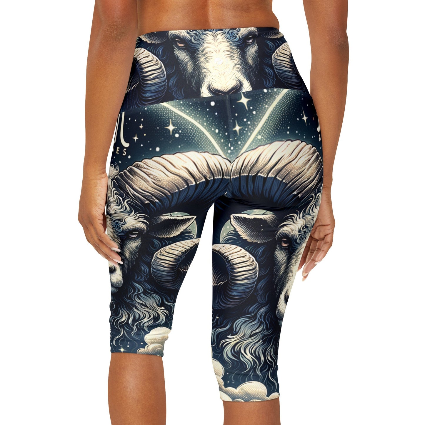 "Celestial Ram Ascendant" - High Waisted Capri Leggings - iSquaredYoga